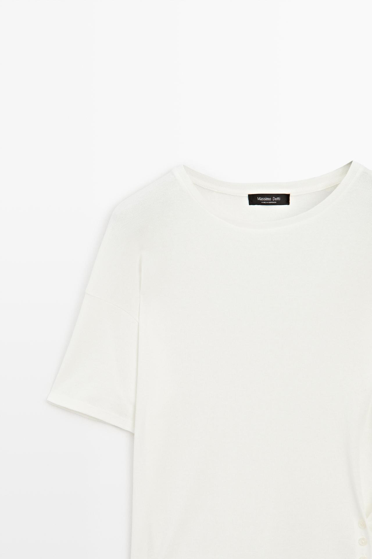 Button-detail short sleeve T-shirt — Off white