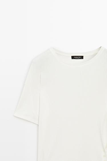 Button-detail short sleeve T-shirt — Off white 4