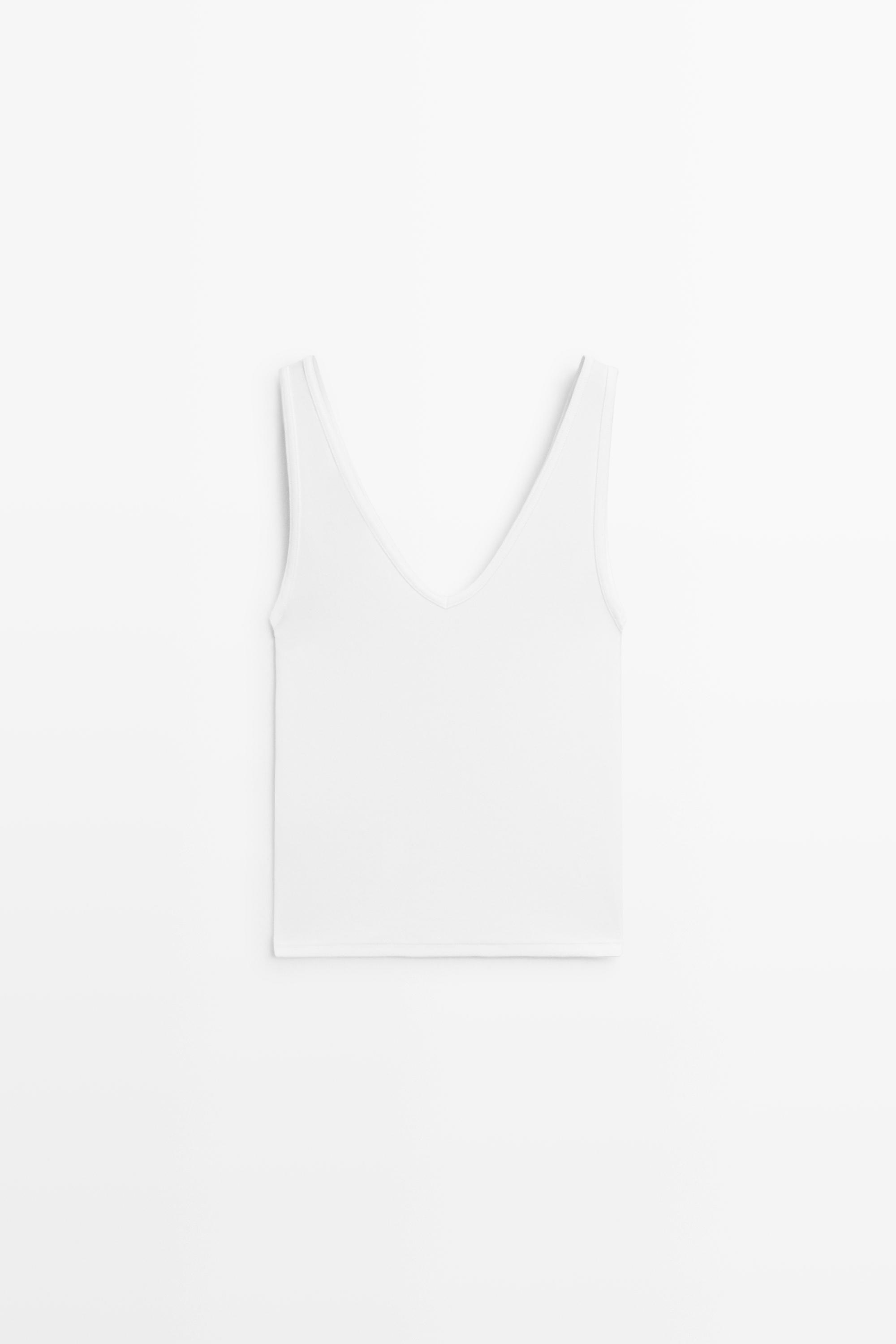 Cotton blend strappy top — WHITE