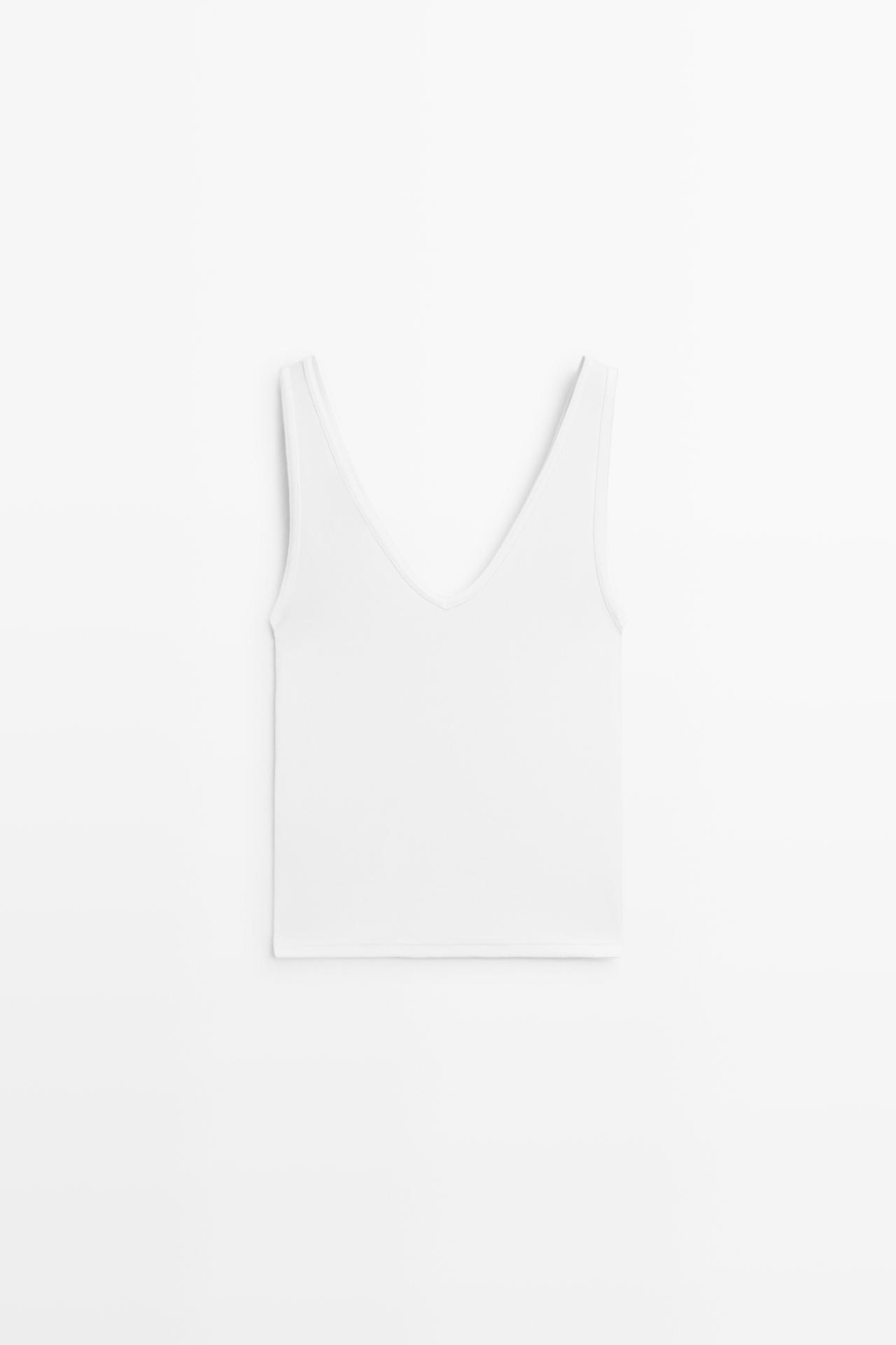 Cotton blend strappy top — WHITE