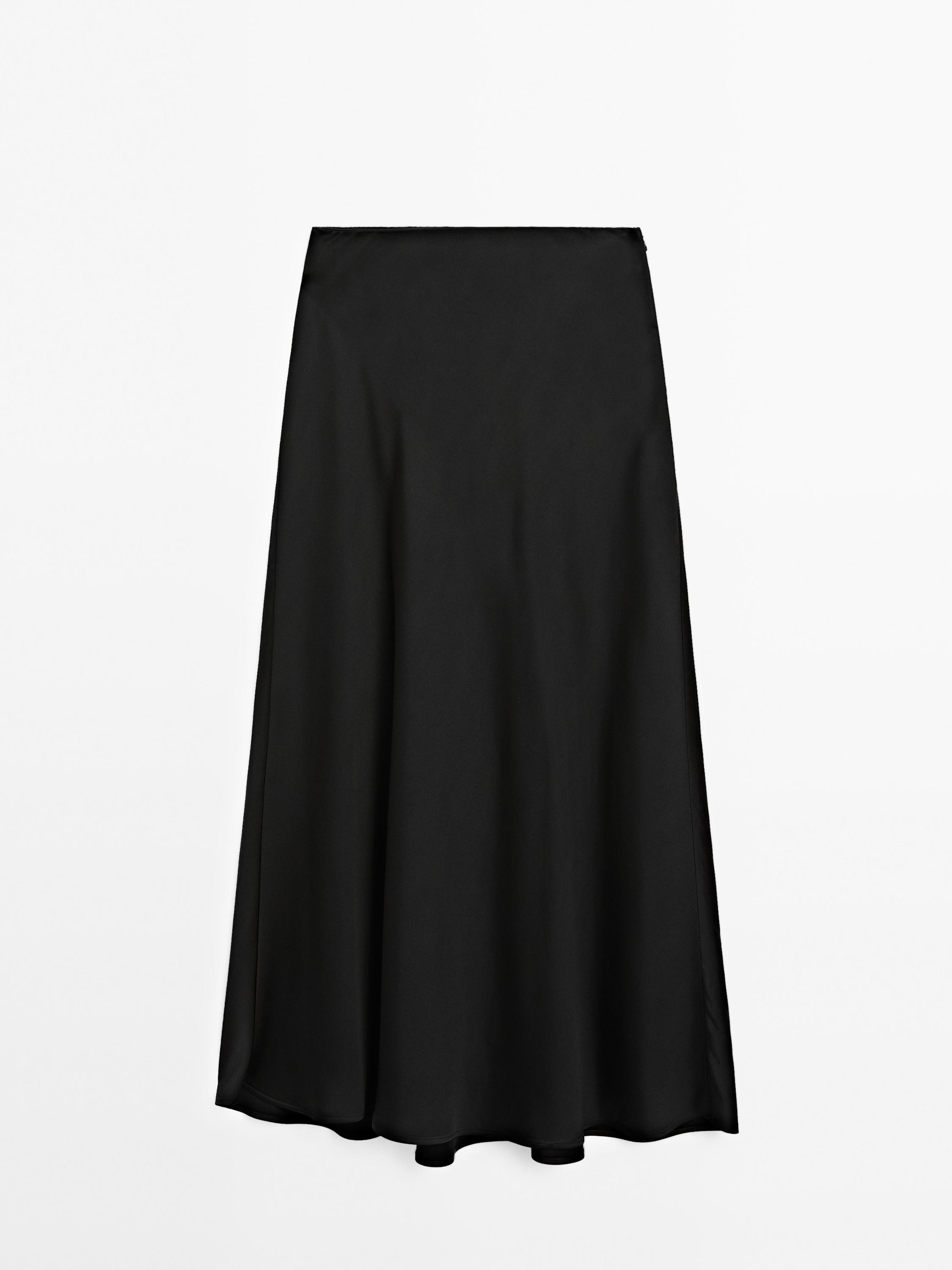 Satin flowing midi skirt