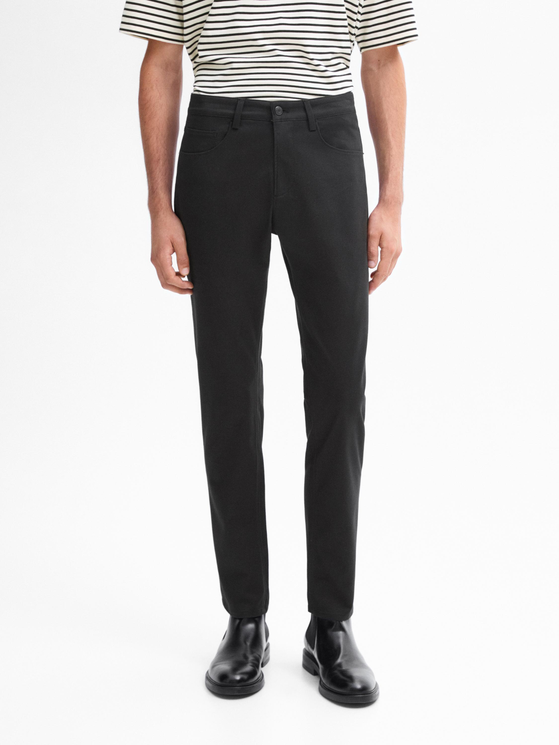 Cotton blend slim fit trousers