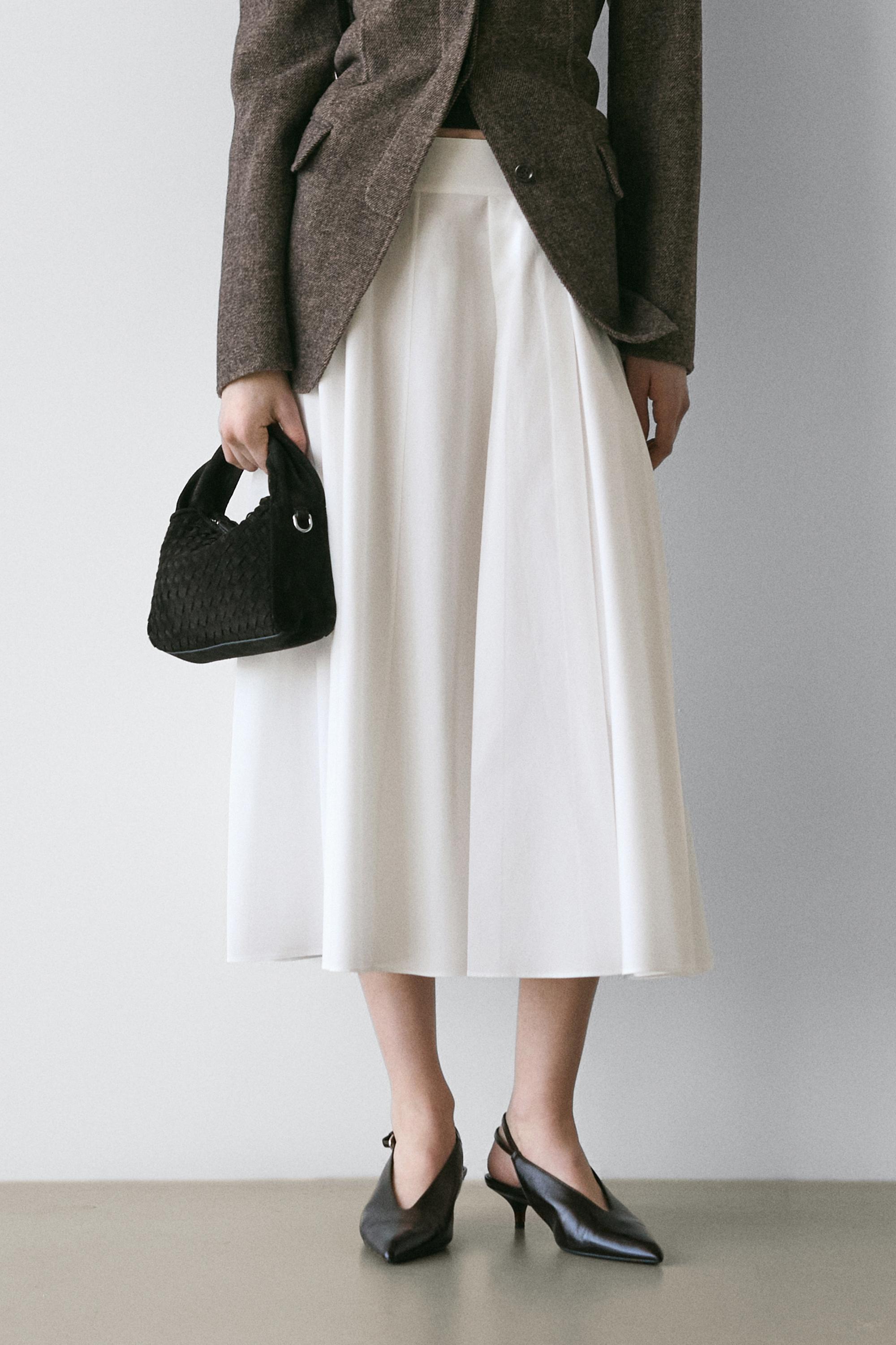 Midi skirt with belt loop details — WHITE