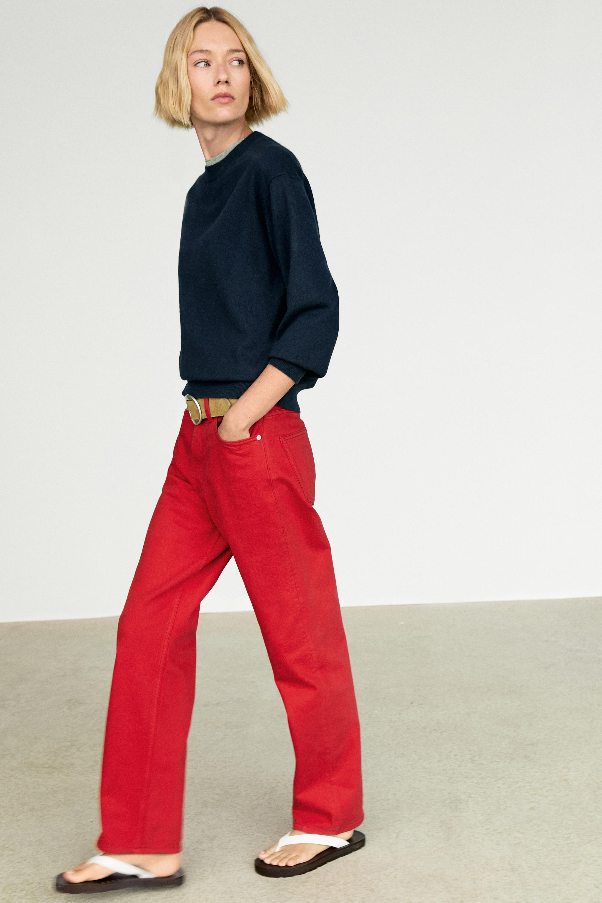 100% cashmere long sleeve sweater — NAVY BLUE