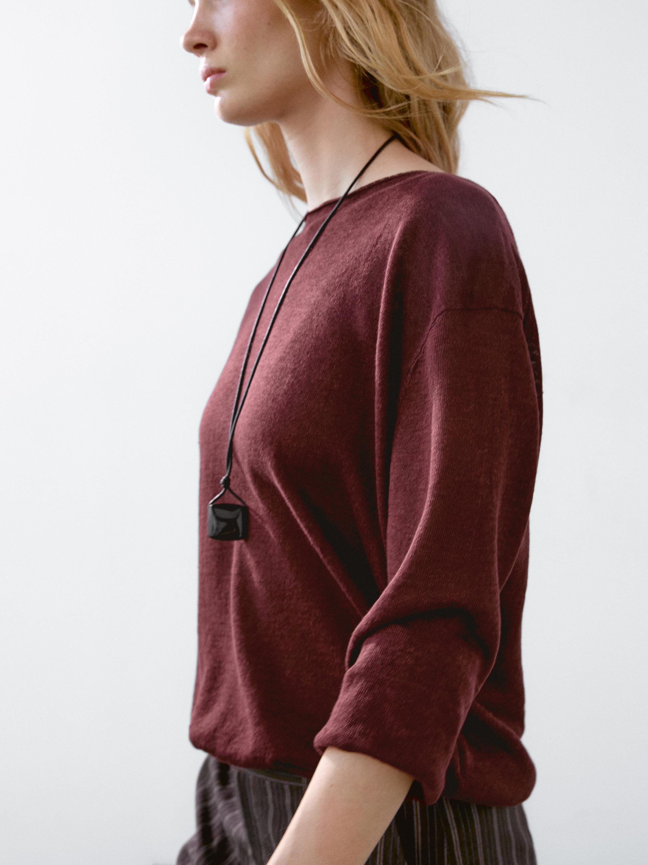 سويتر كتان بياقة باتو