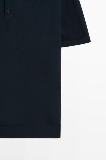 Wool blend knit polo shirt — NAVY BLUE 7