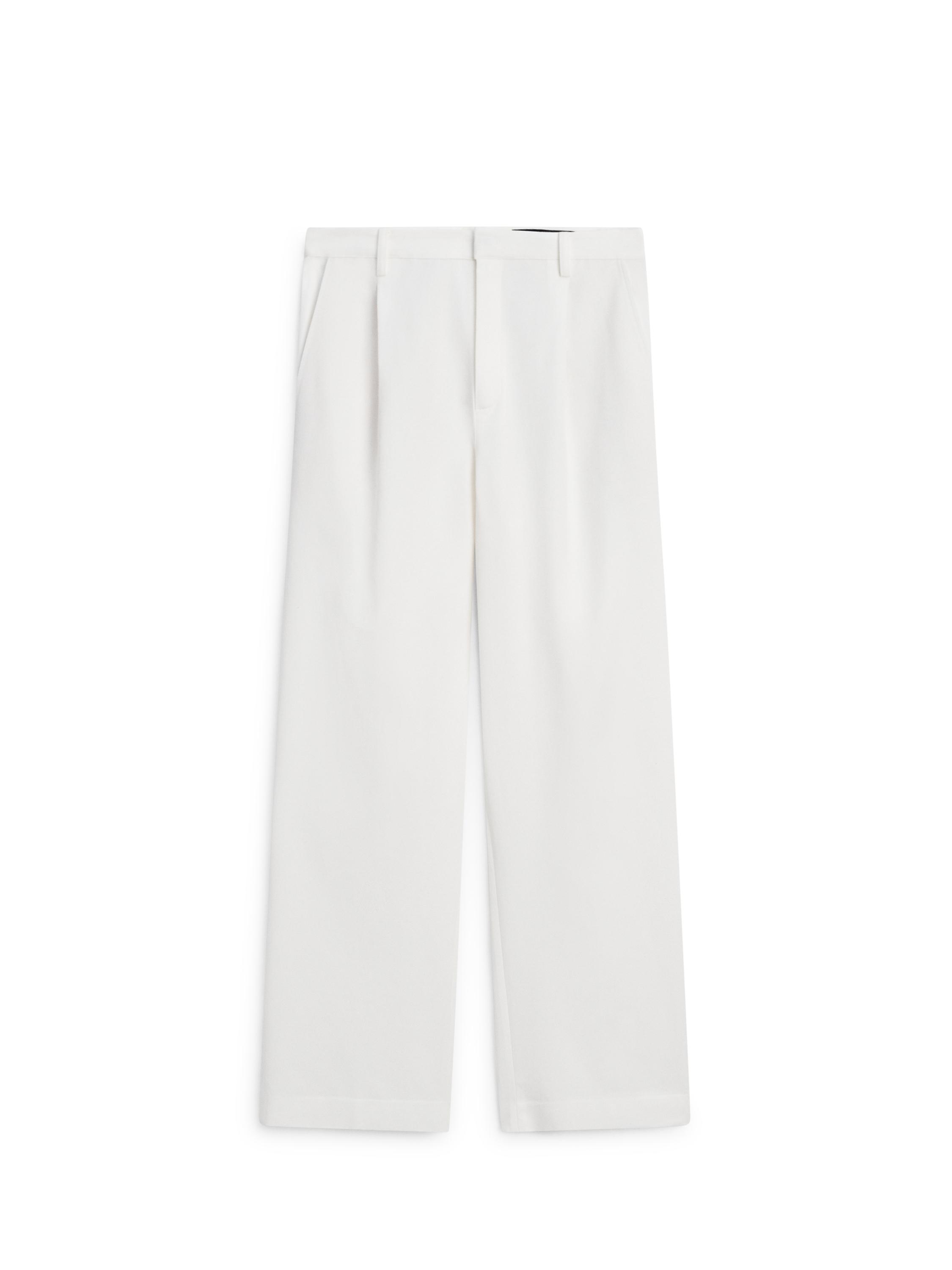 Darted cotton trousers — WHITE