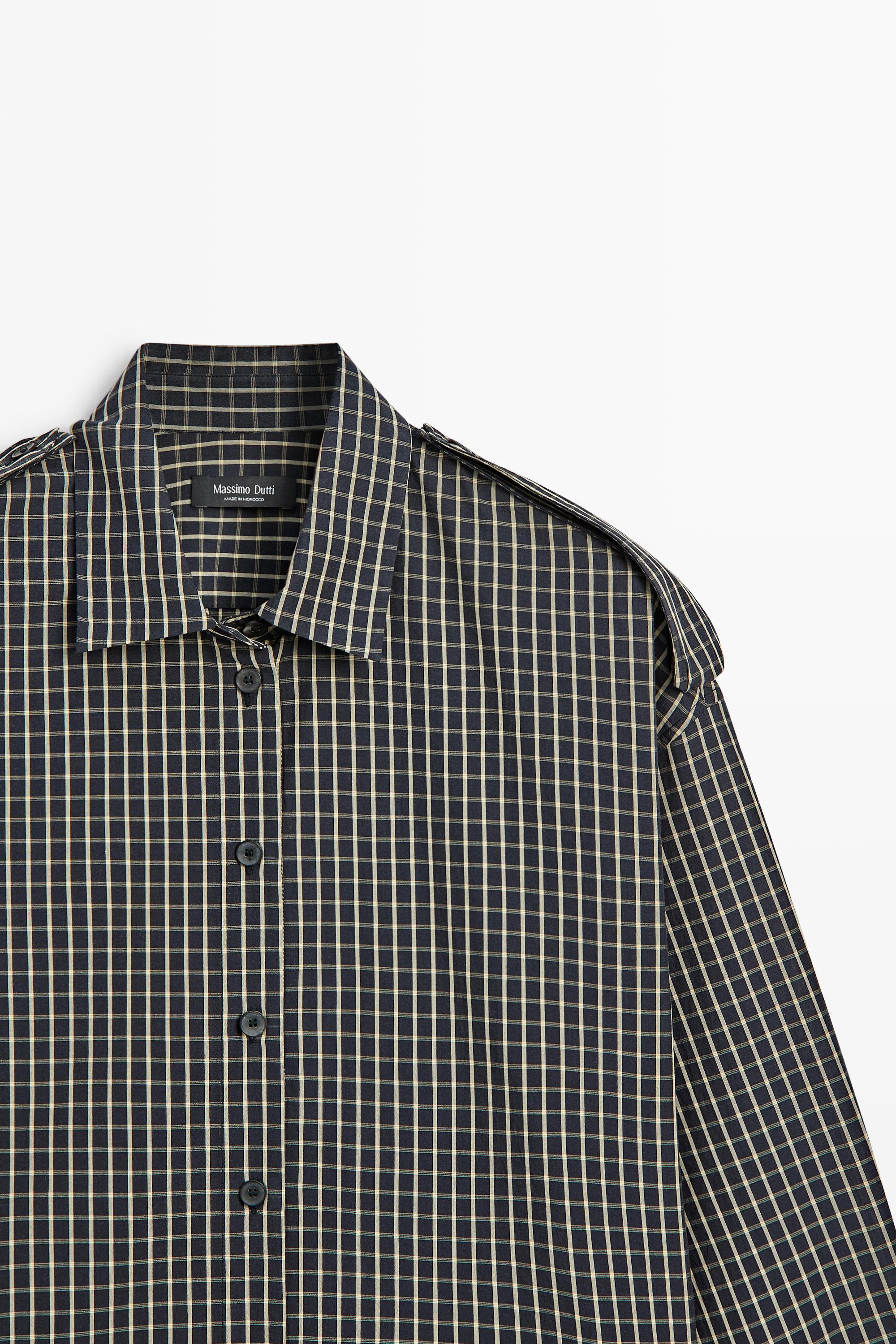 100% cotton check shirt with shoulder detail - thumbnail 4