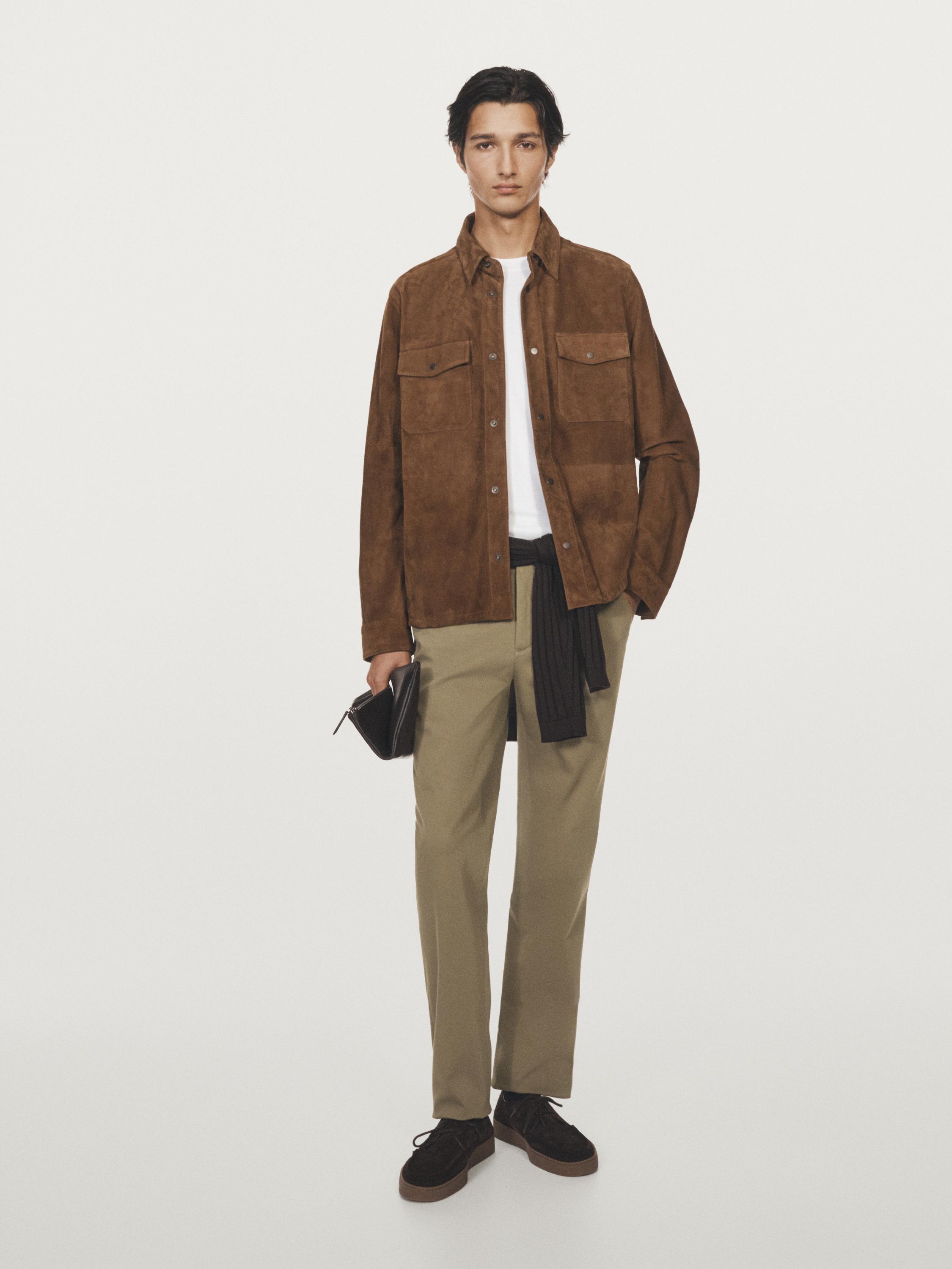 Slim fit textured trousers