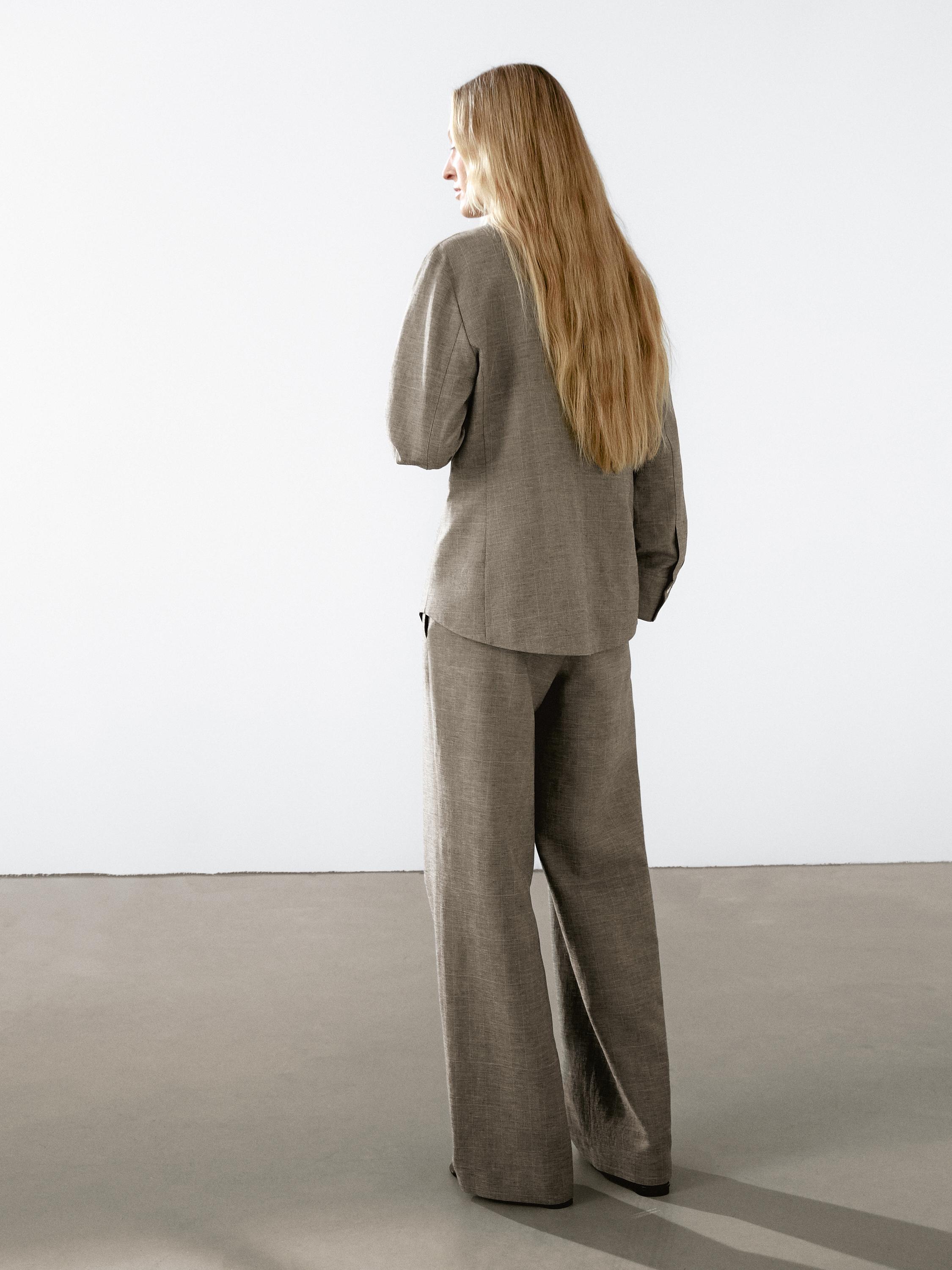 Lightweight check cotton blend blazer