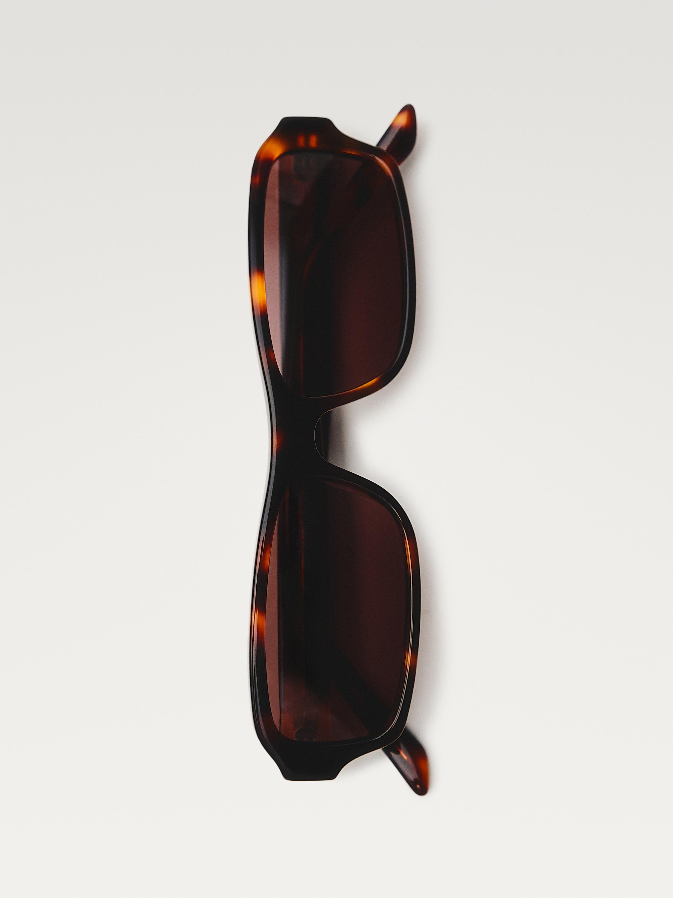 Rectangular tortoiseshell-effect sunglasses — BROWN