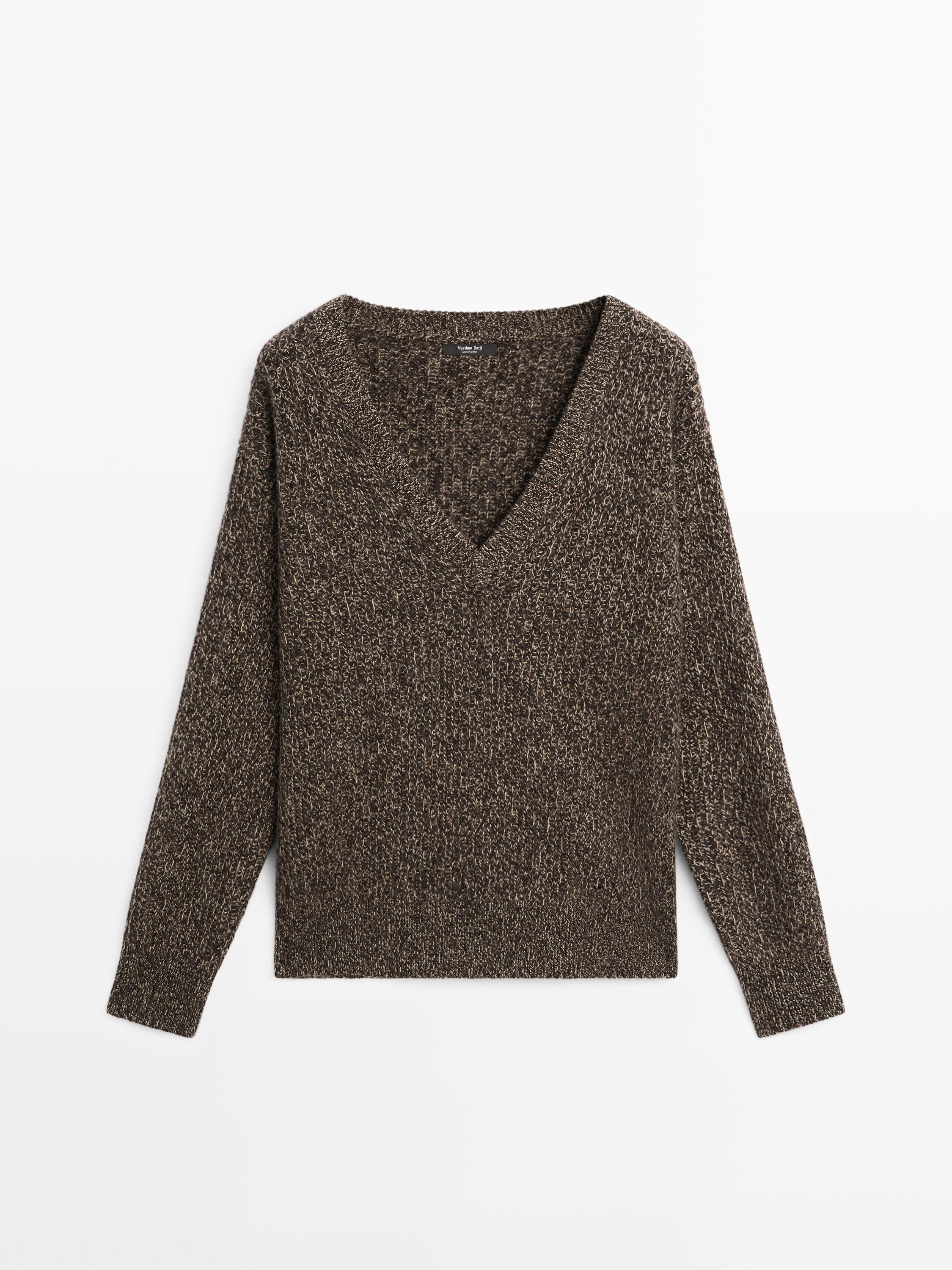 Mouliné V-neck knit jumper