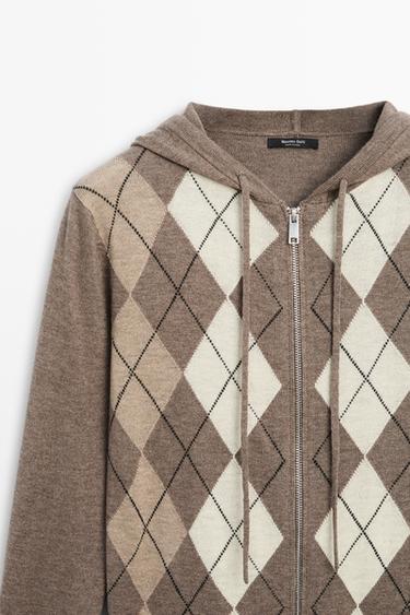 Hooded zip-up knit cardigan — TAUPE GREY 4