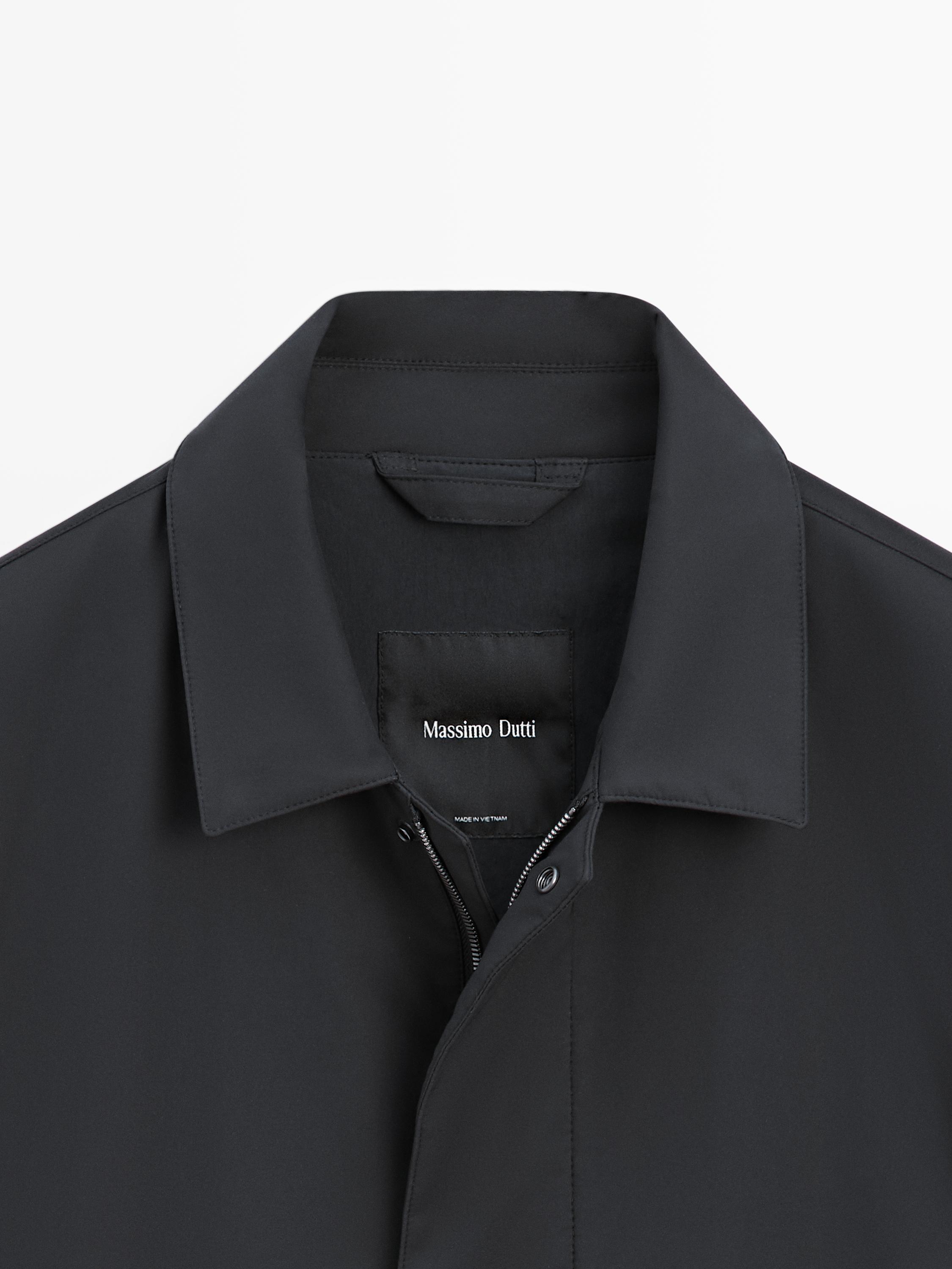 Water-repellent fabric trench coat — NAVY BLUE
