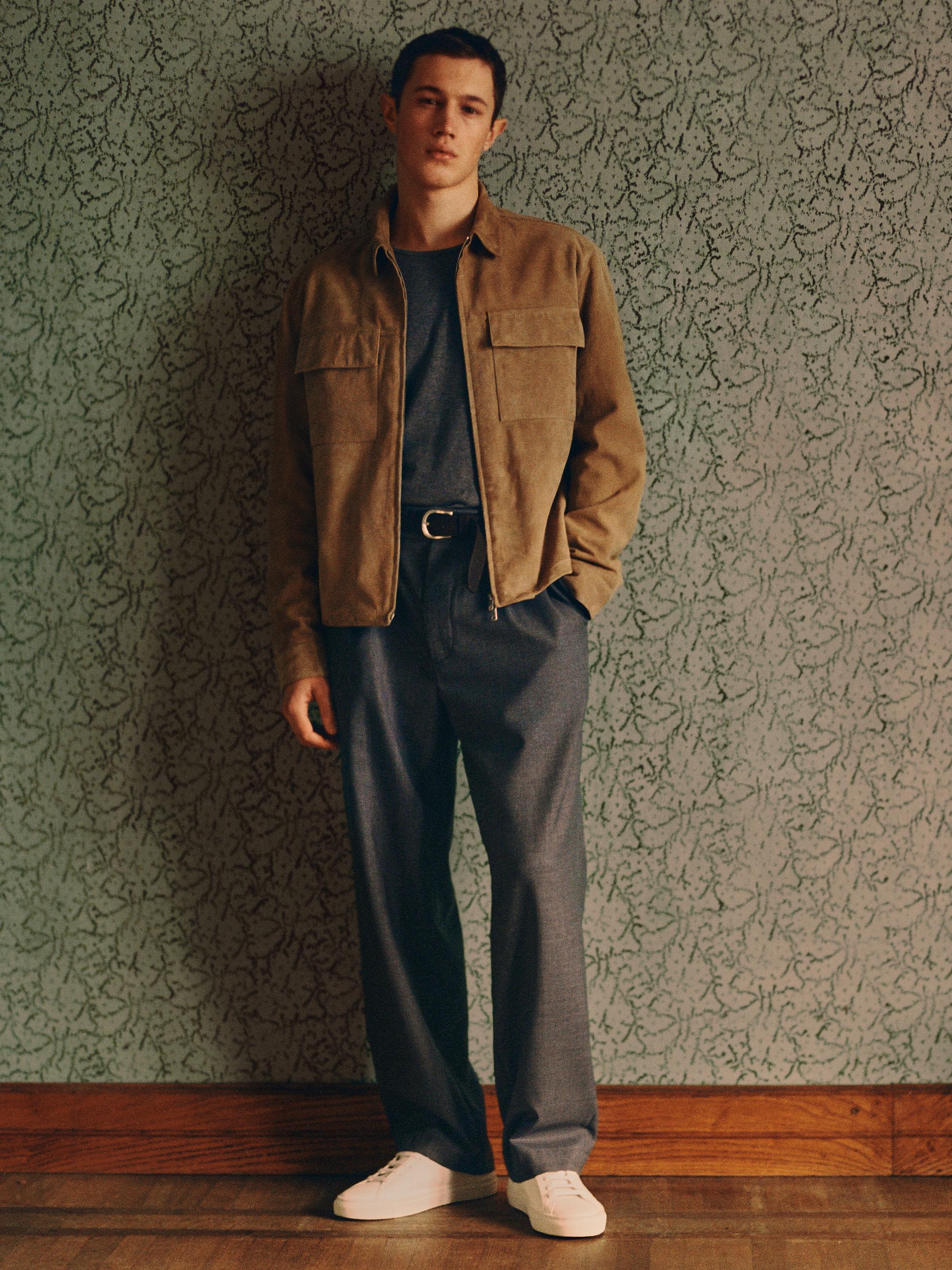 Short suede leather jacket
