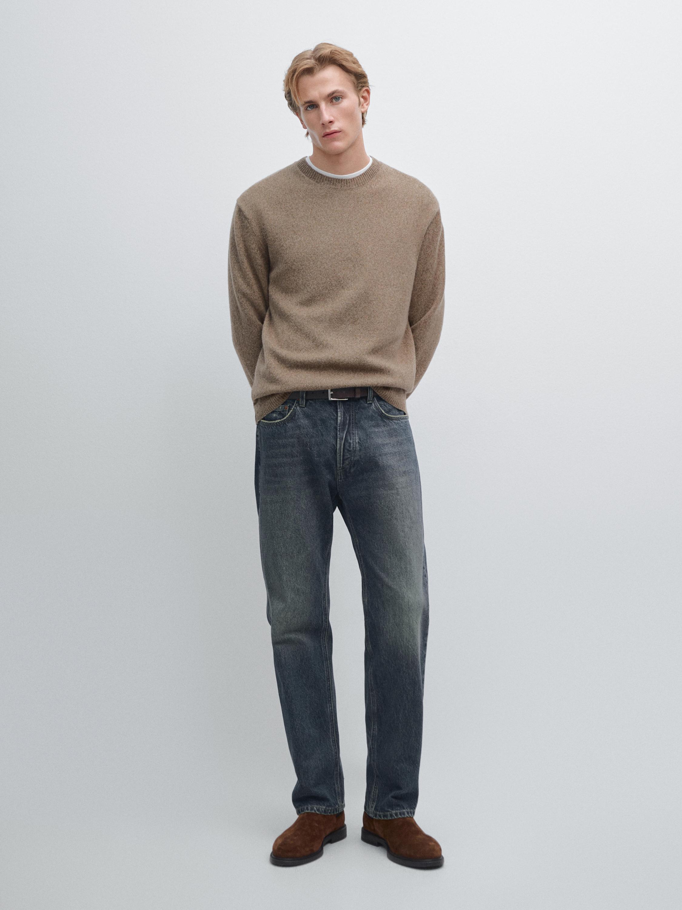 Sweter rajut melange leher bulat