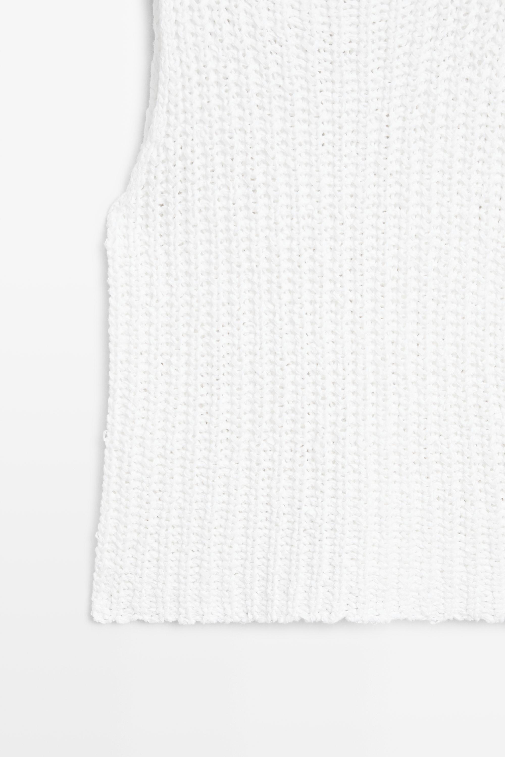 Textured cotton knit top — WHITE