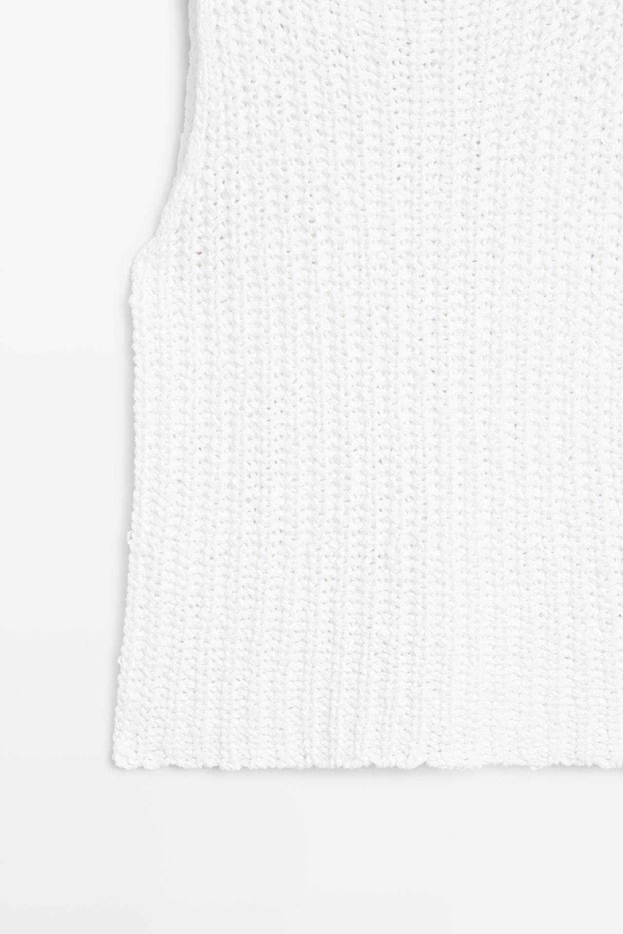 Textured cotton knit top — WHITE