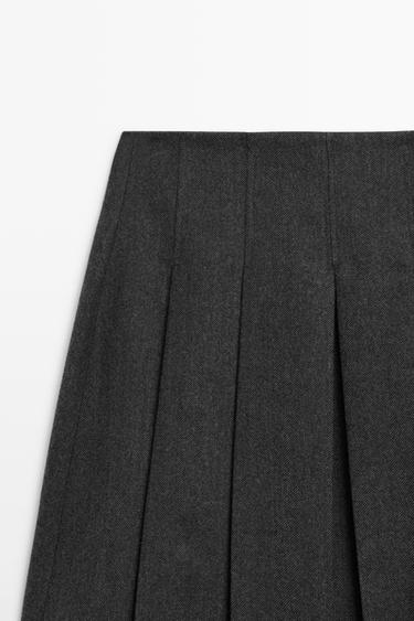 Wool blend pleated skirt — BLACK 4