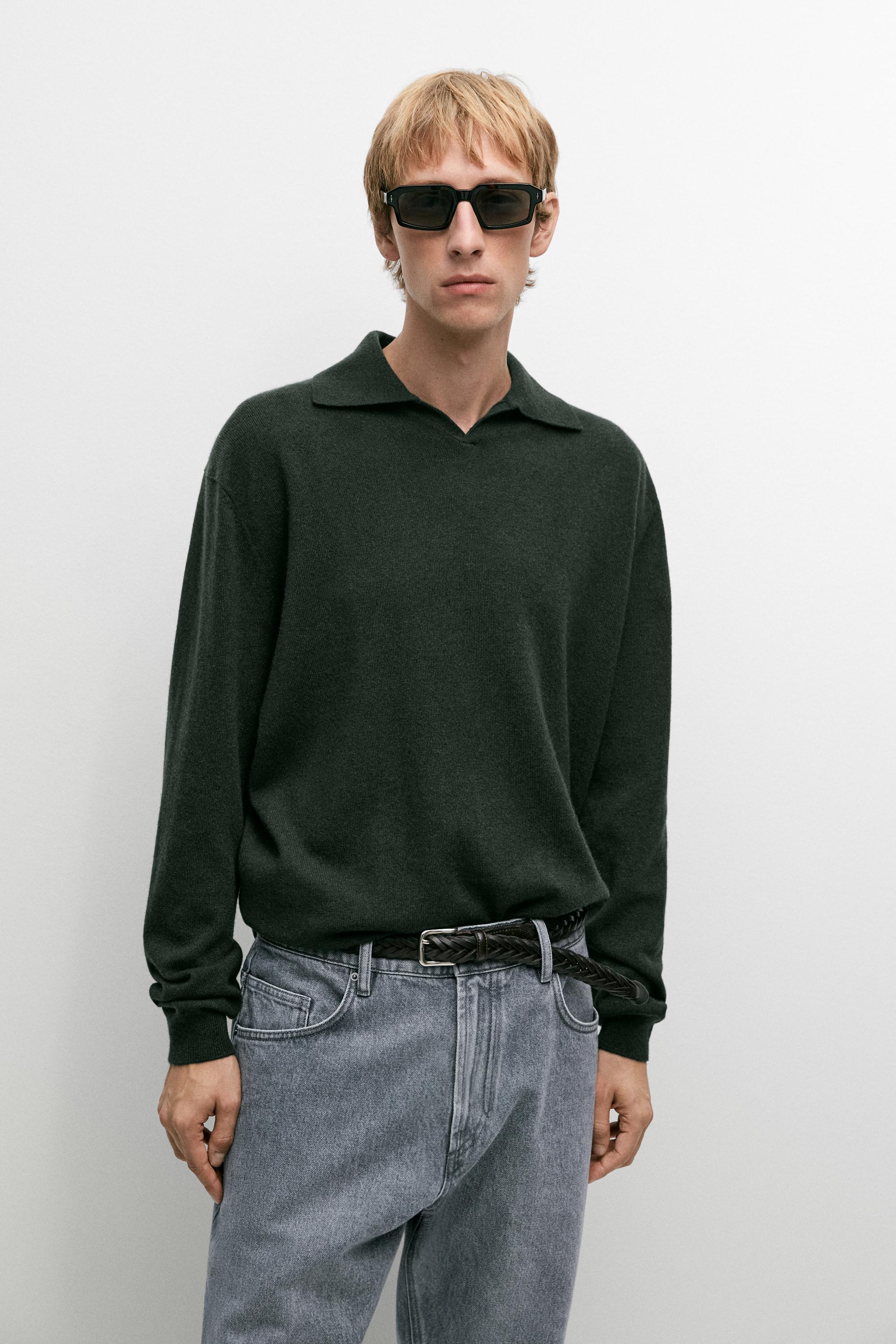 100% cashmere knit polo sweater