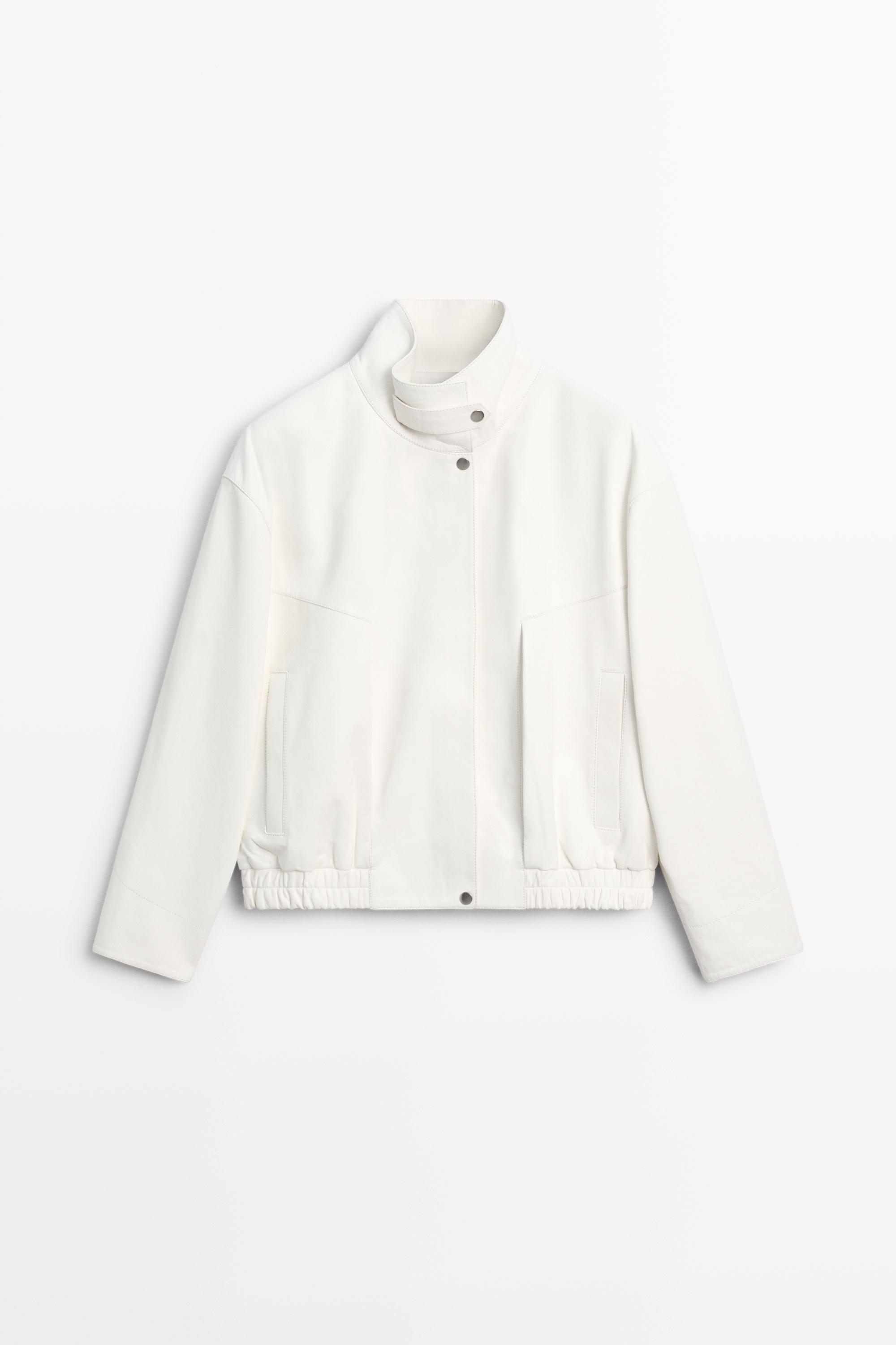 Veste bomber en cuir nappa