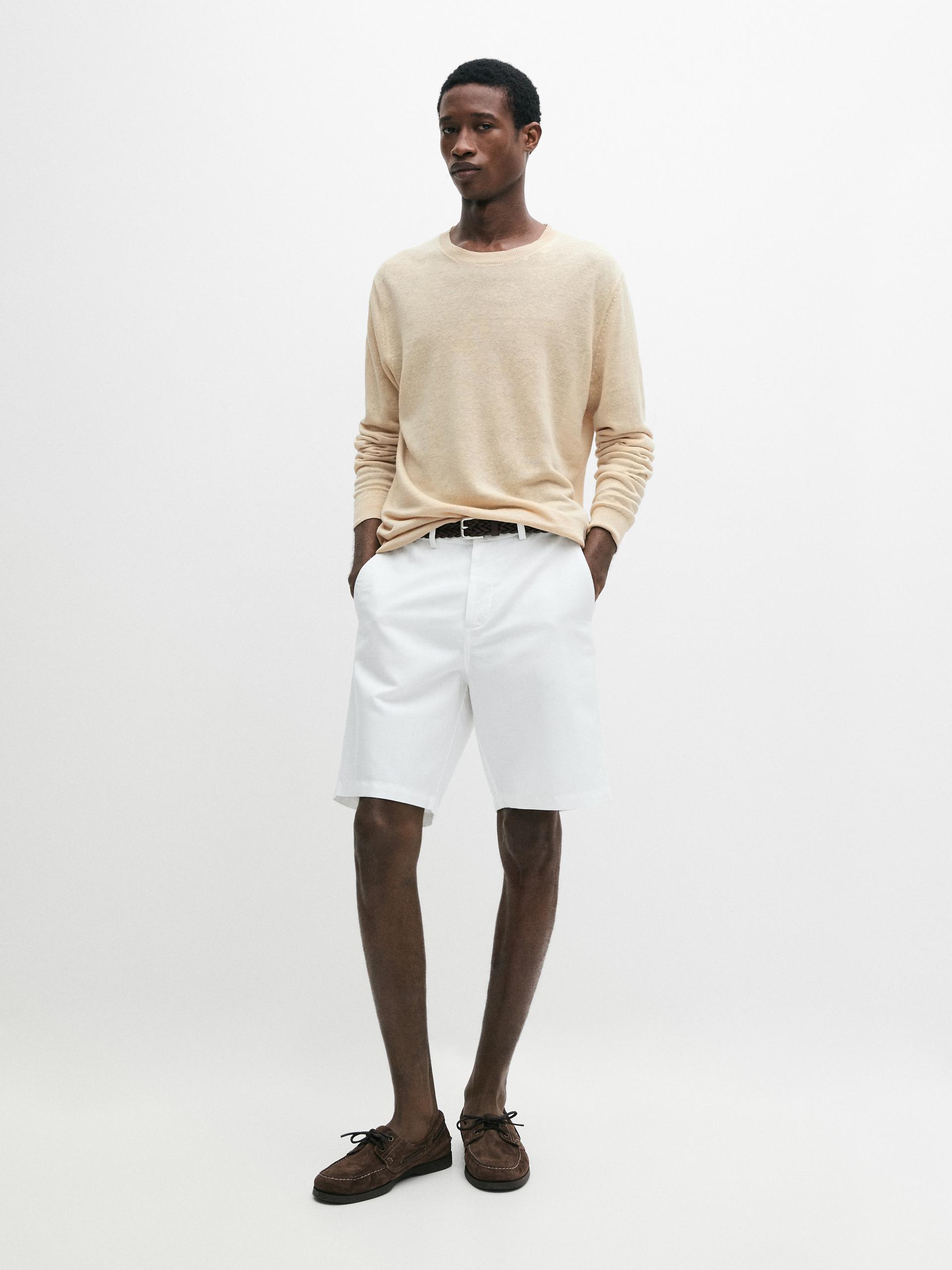 Bermuda In Lino - Bianco - L - Massimo Dutti - Maschile