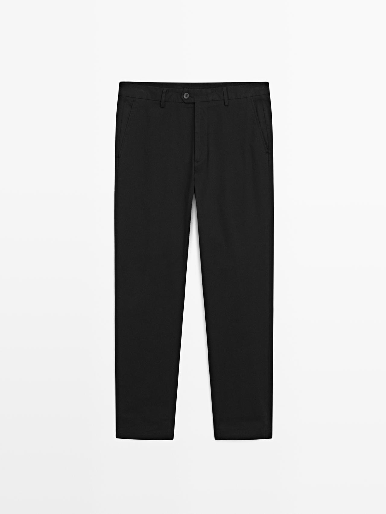 Massimo Dutti - Herre - Slim Fit Bukser Med Læg - Sort - 36