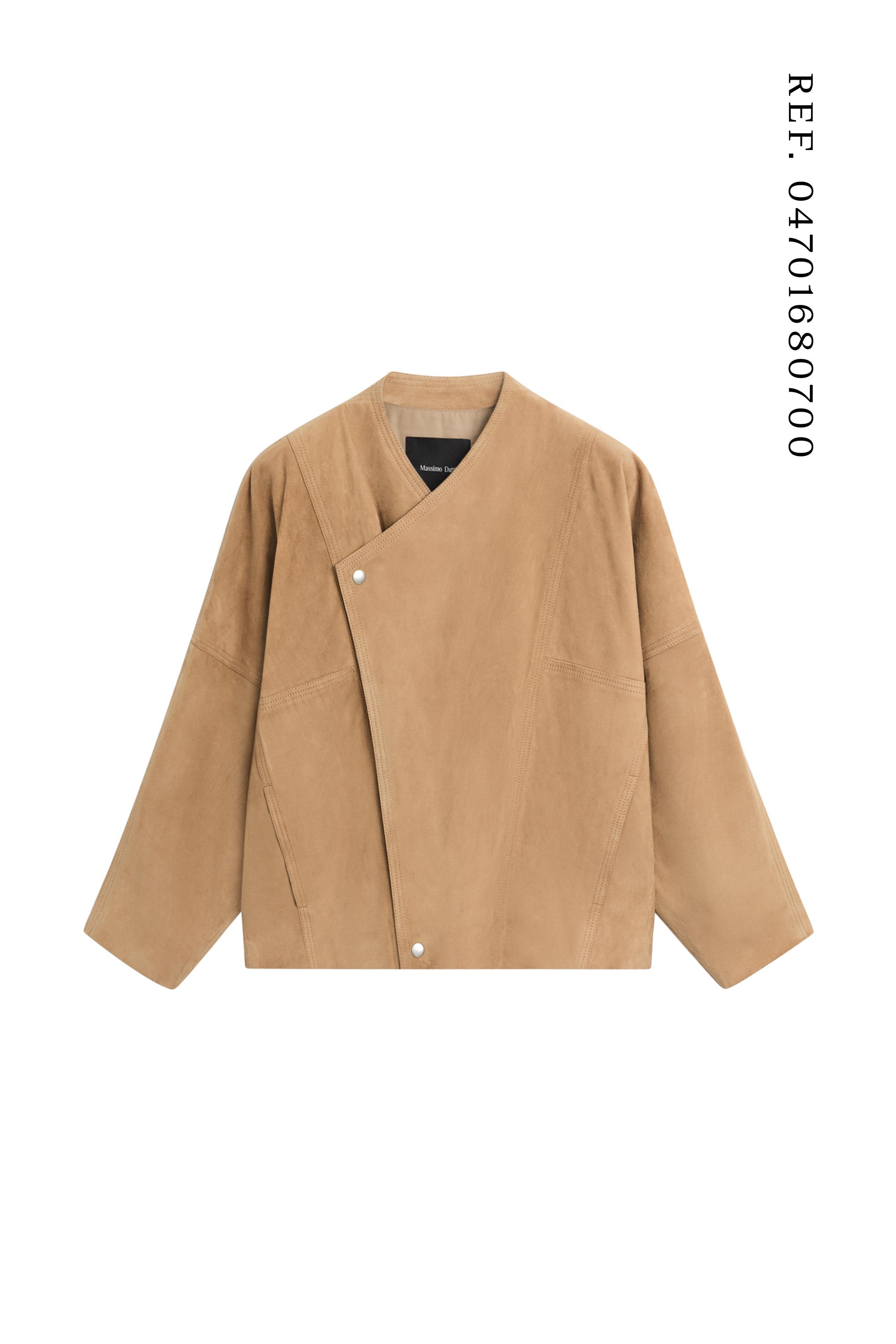 Double-breasted suede jacket — CAMEL