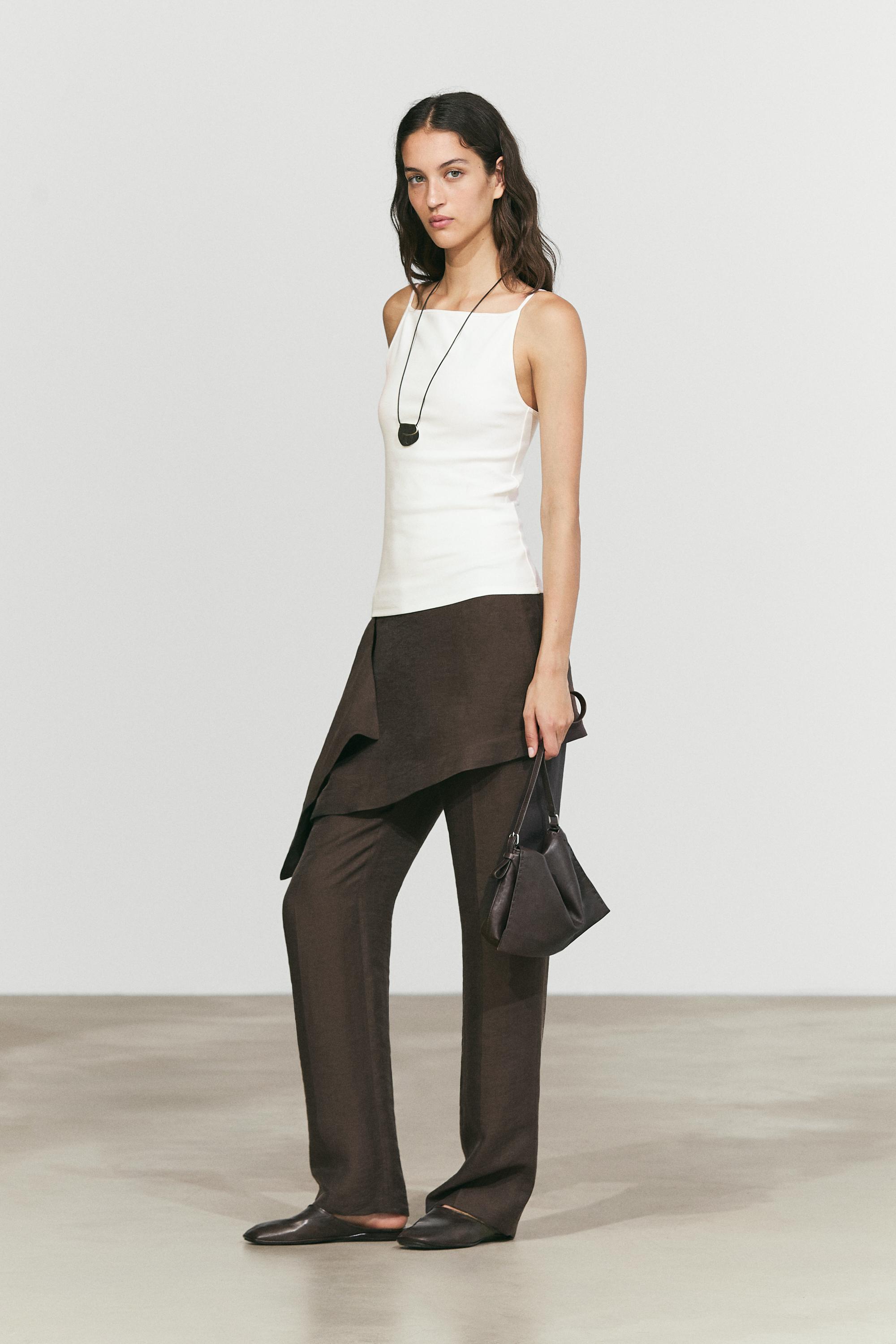 Pantalon détail jupe en lin