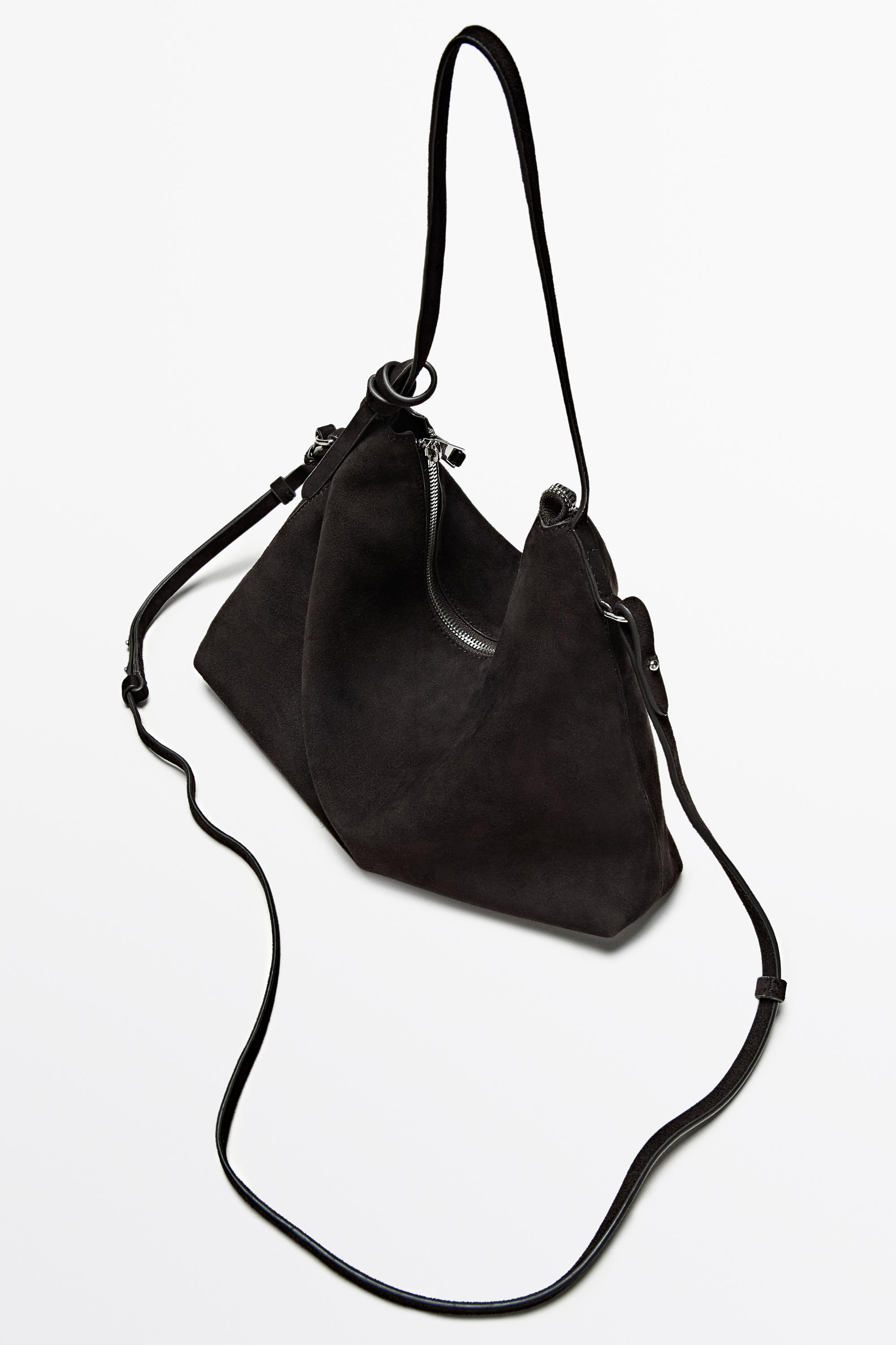 Medium split suede shoulder bag — Chocolate