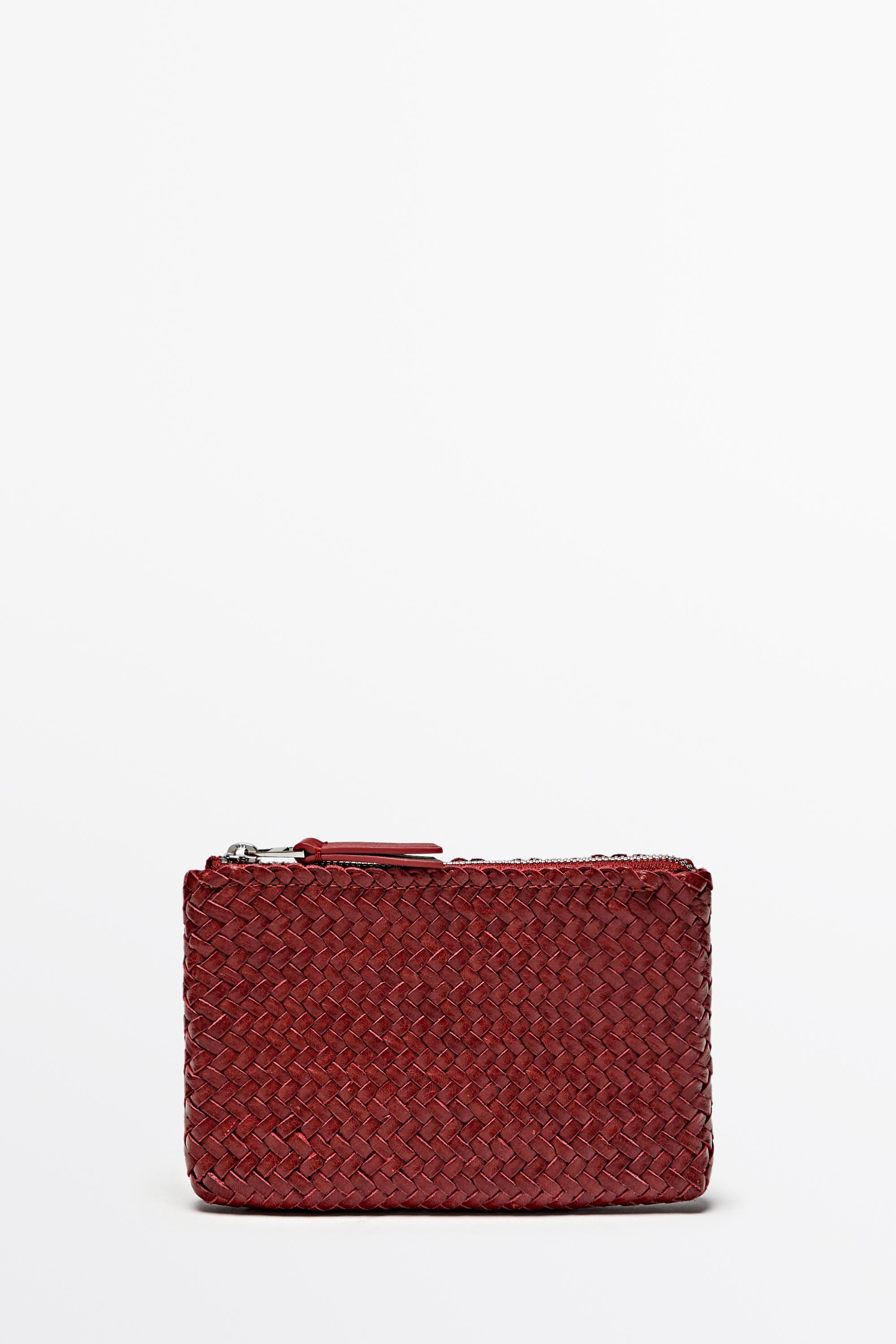Braided nappa leather pouch bag