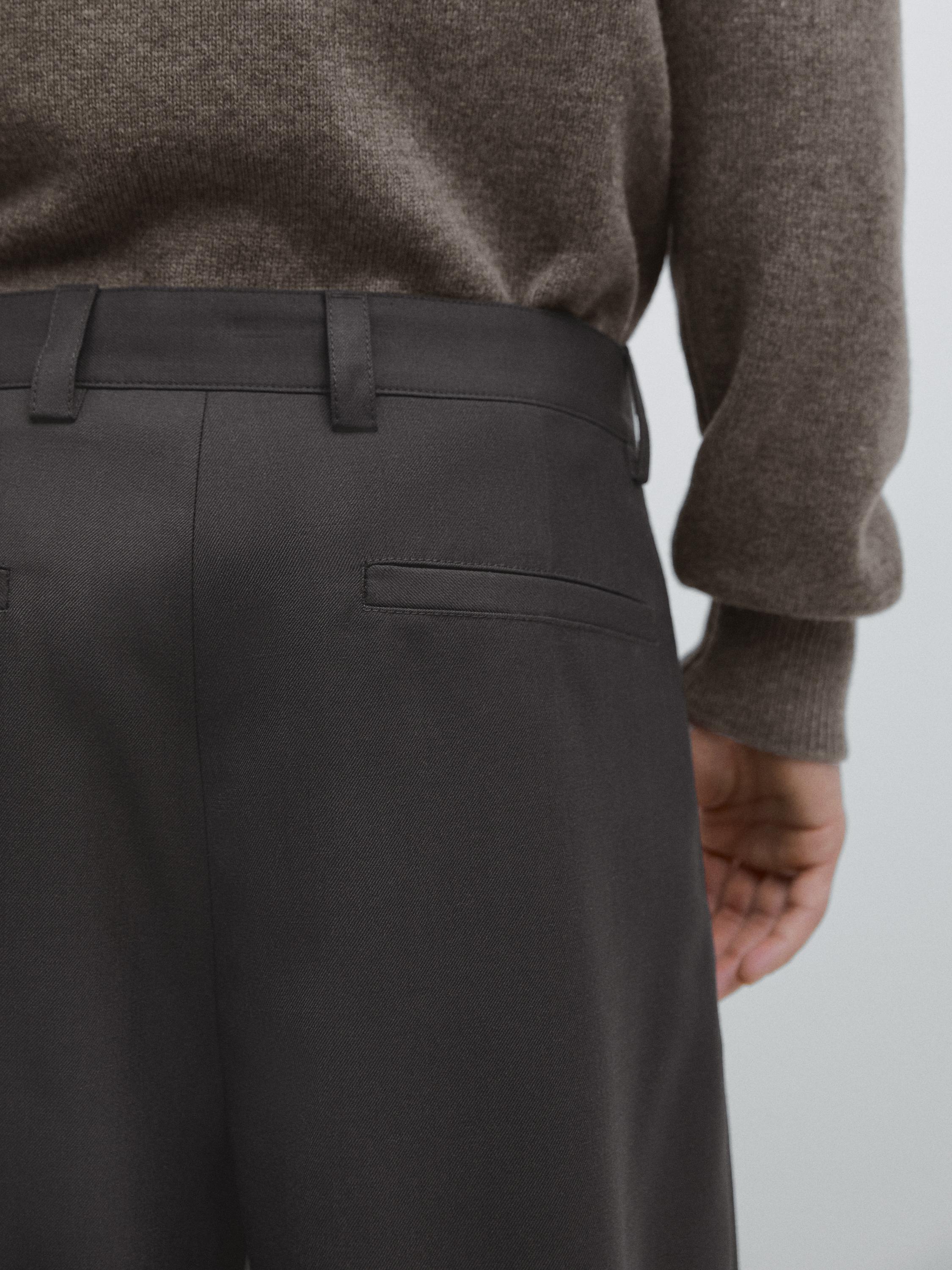 Relaxed fit wool blend trousers — STEEL