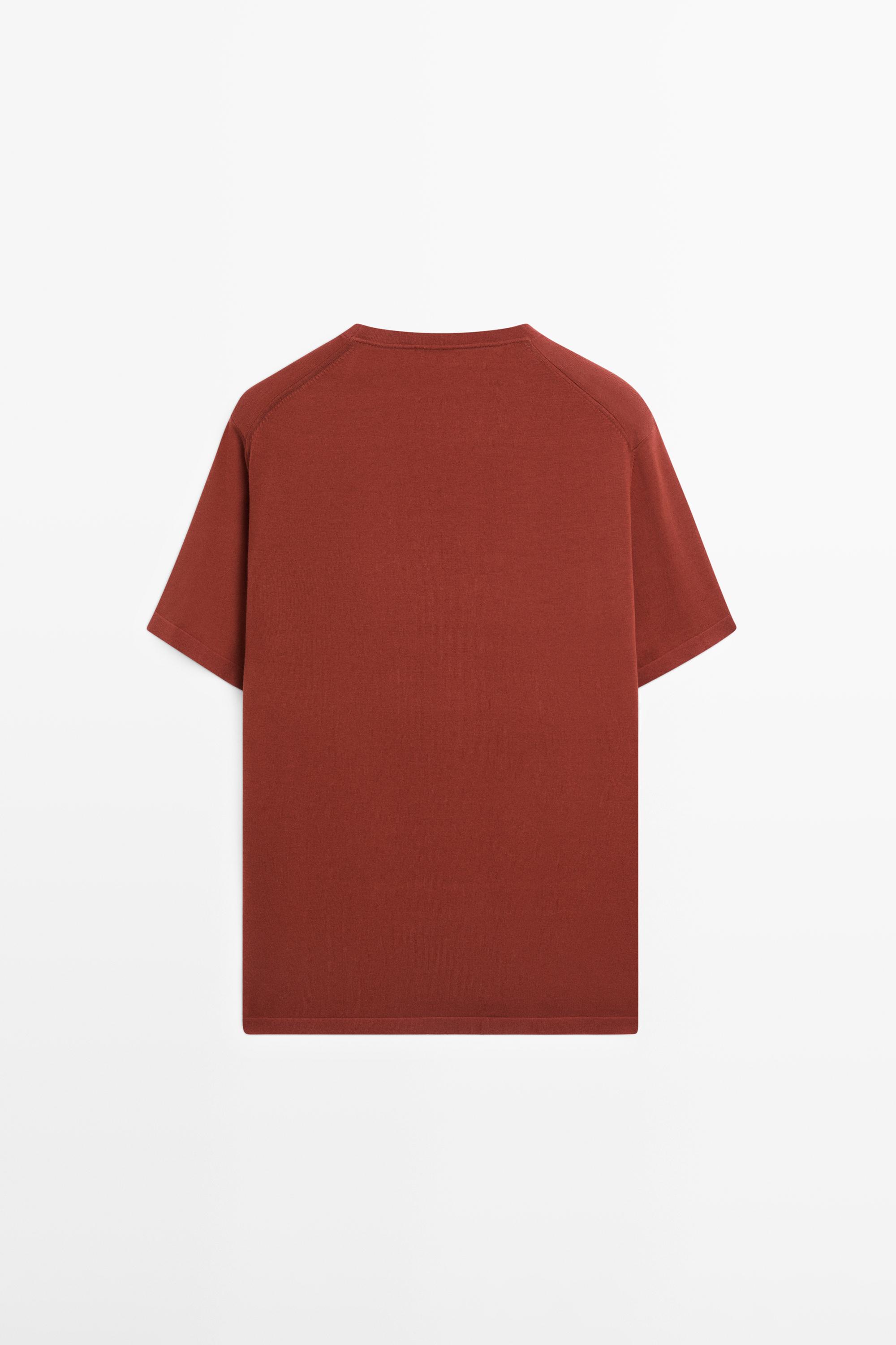 100% cotton short sleeve knit sweater — COPPER