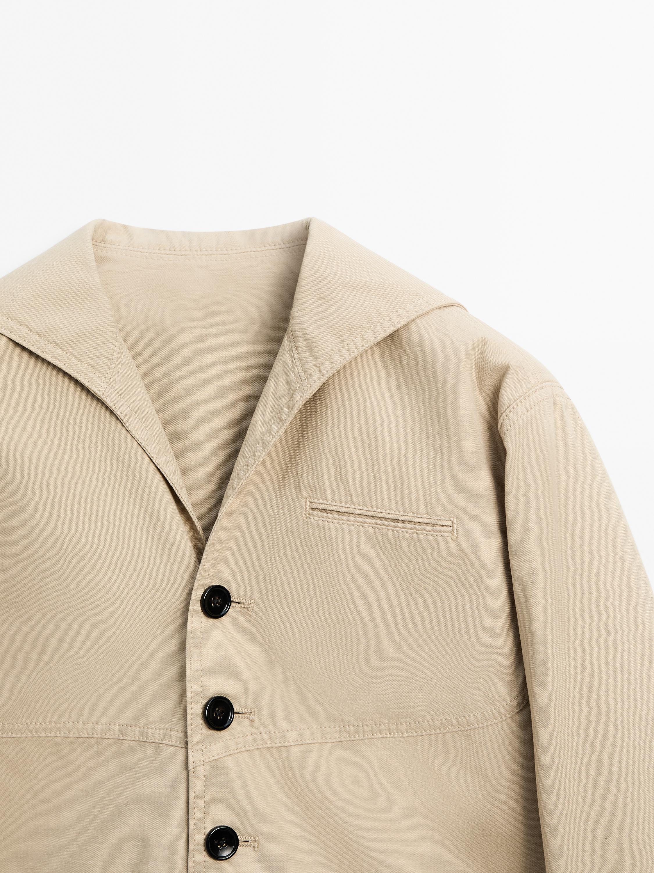 Short cotton jacket with sailor collar