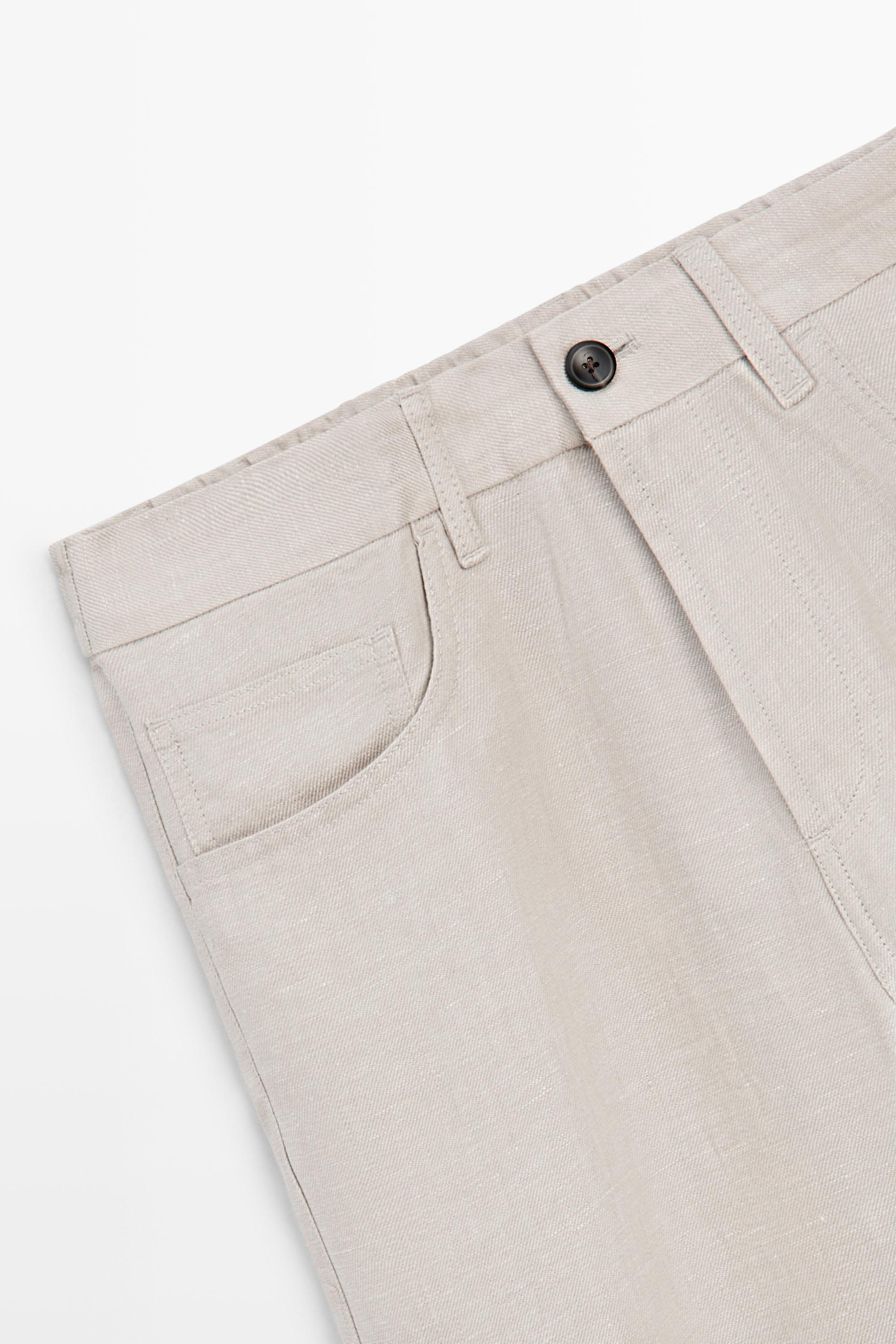 Wide-leg linen trousers — SAND