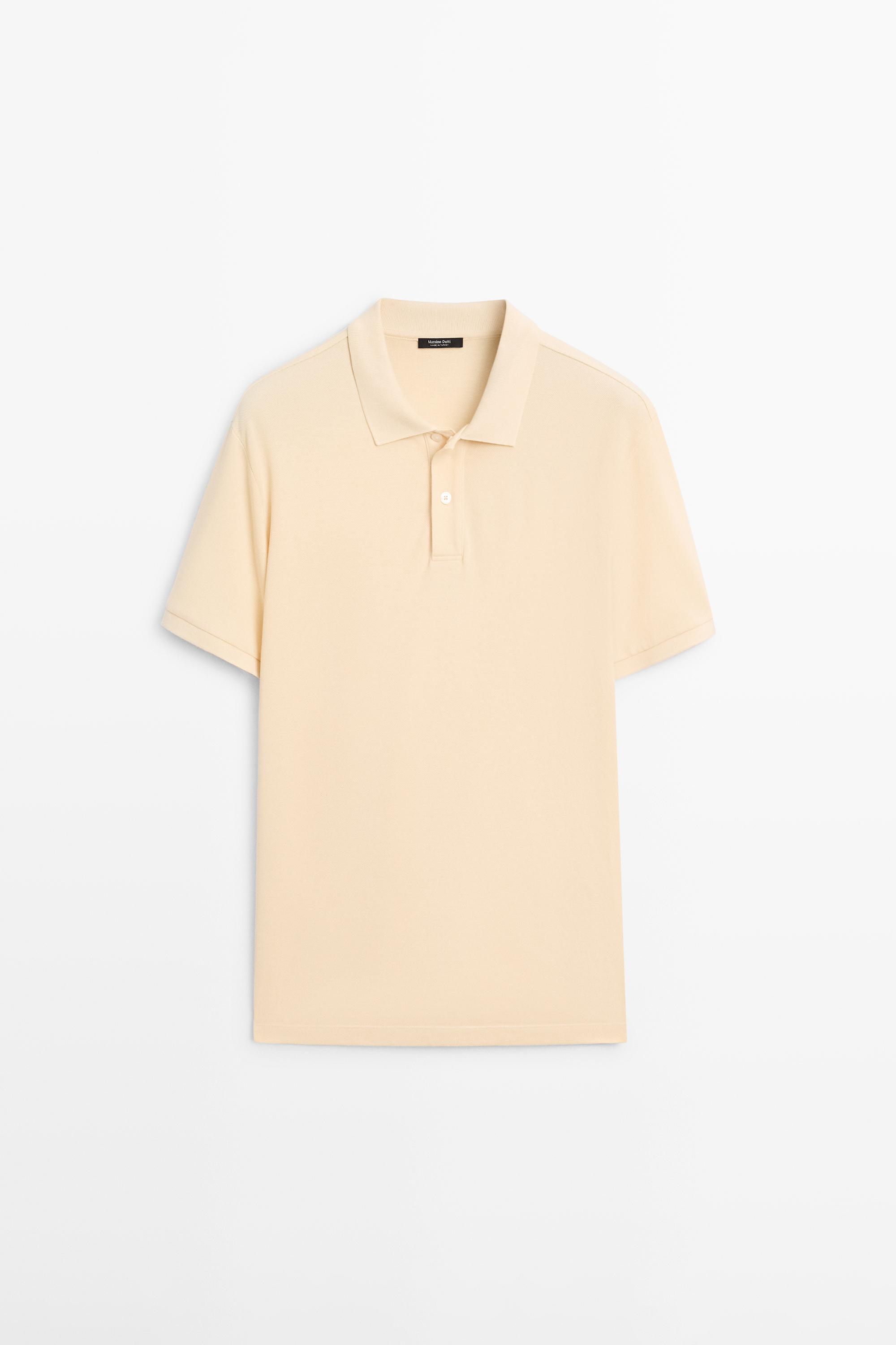 Micro-textured cotton piqué polo shirt — Vanilla