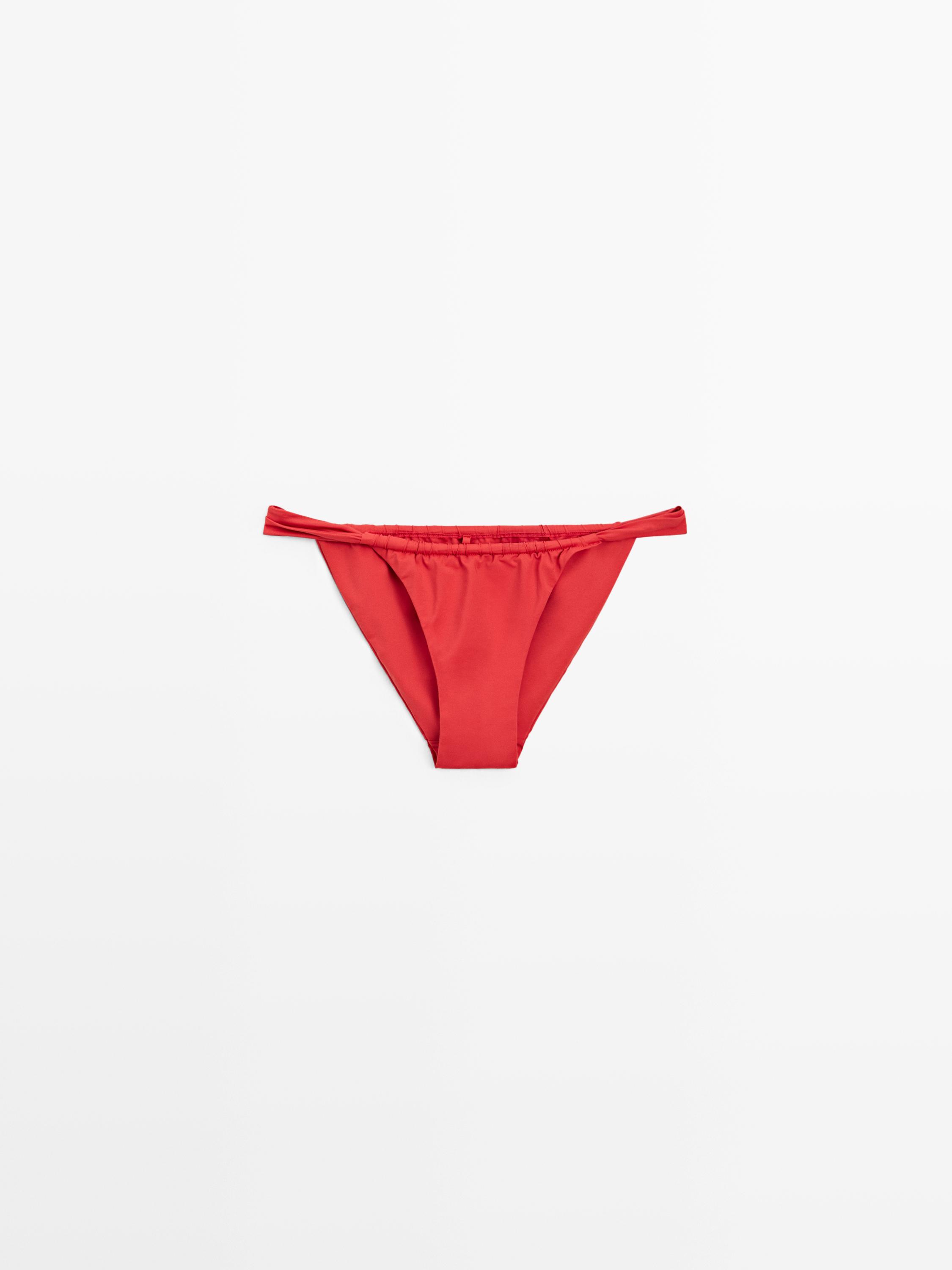 Gathered bikini bottoms — BRIGHT RED