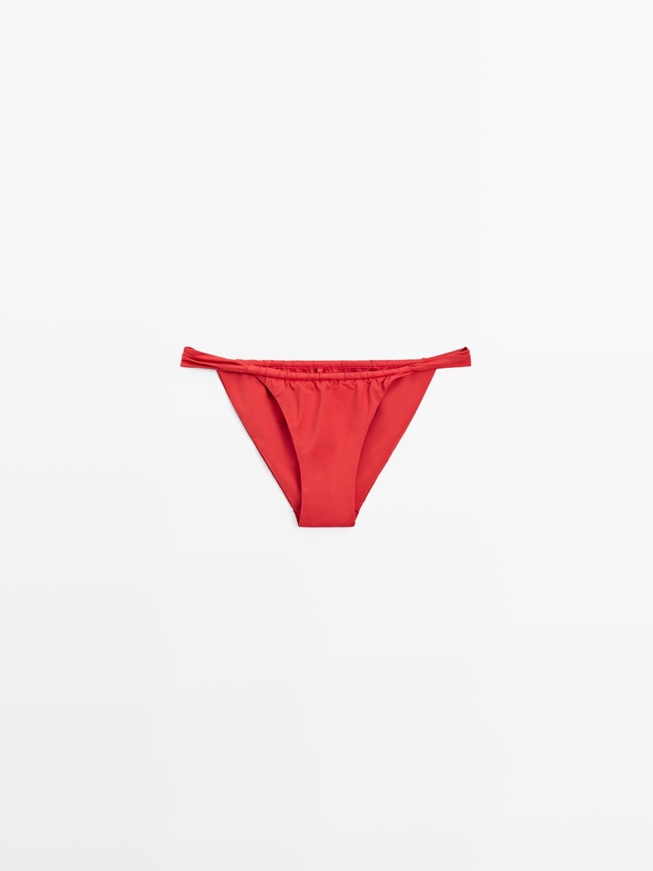 Massimo Dutti - Dames - Bikinibroekje Met Ruches - Hardrood - L