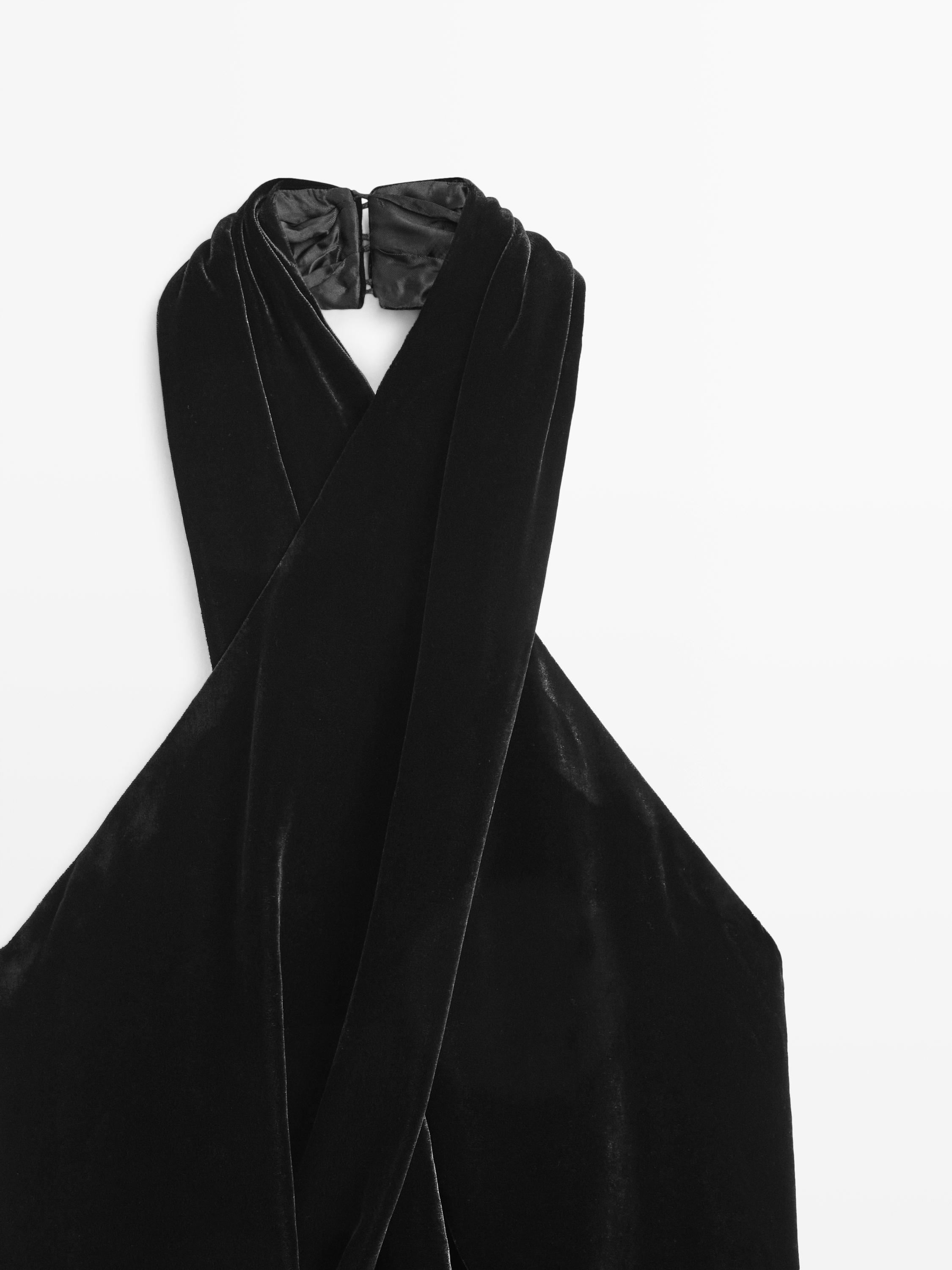 Top à encolure américaine en velours