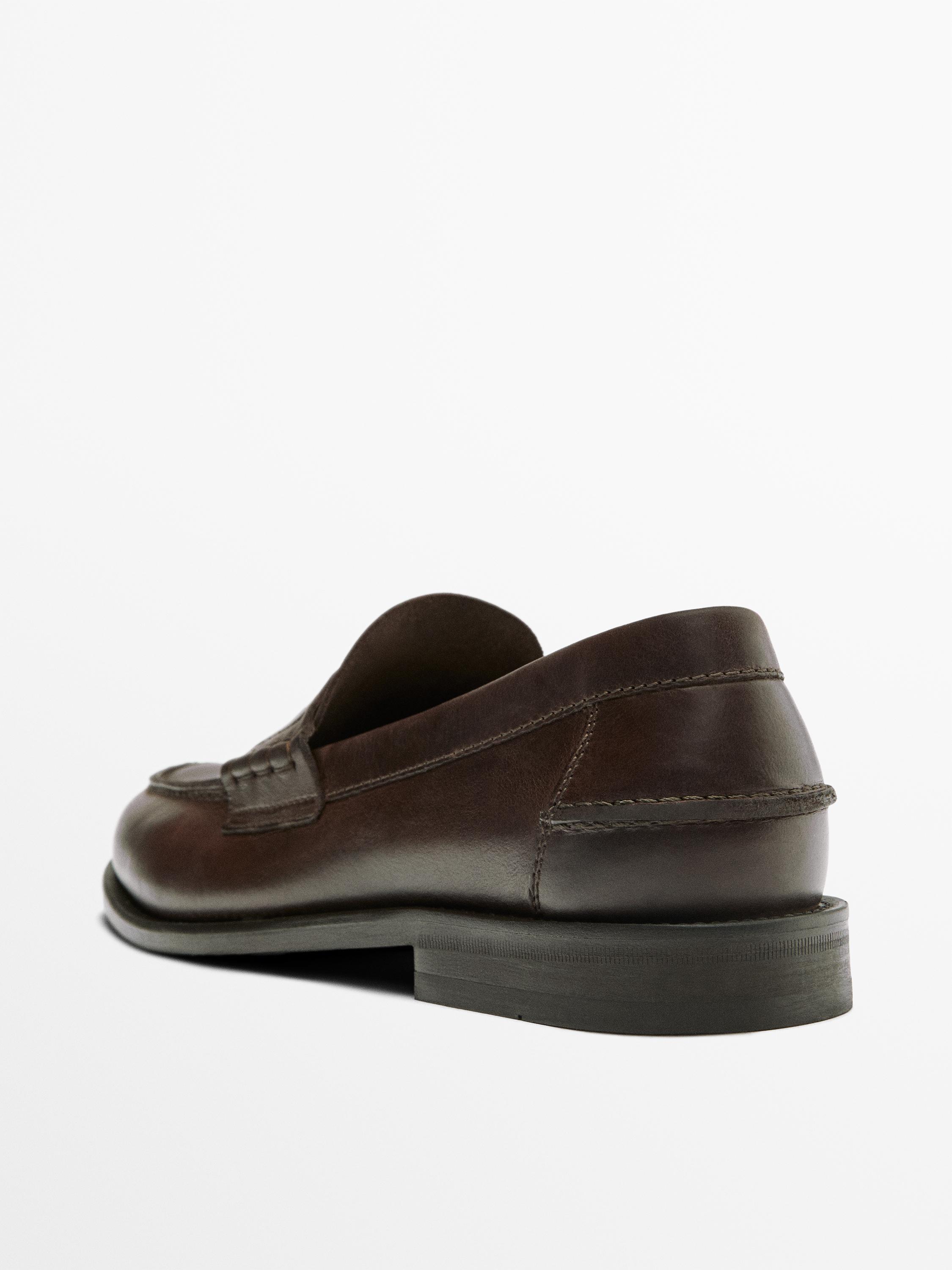 Leather loafers with penny strap — TAN