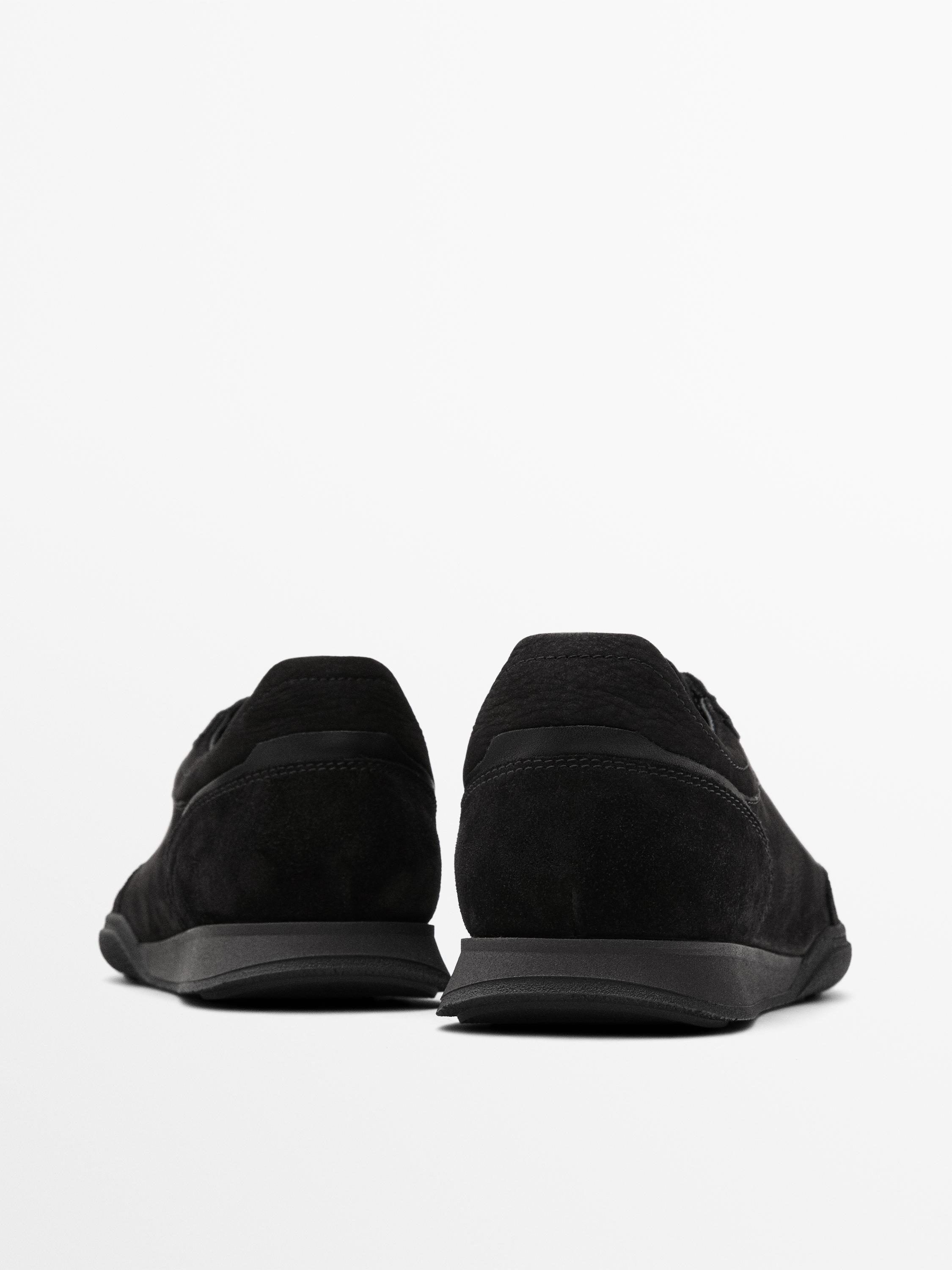 Split leather trainers with contrast soles