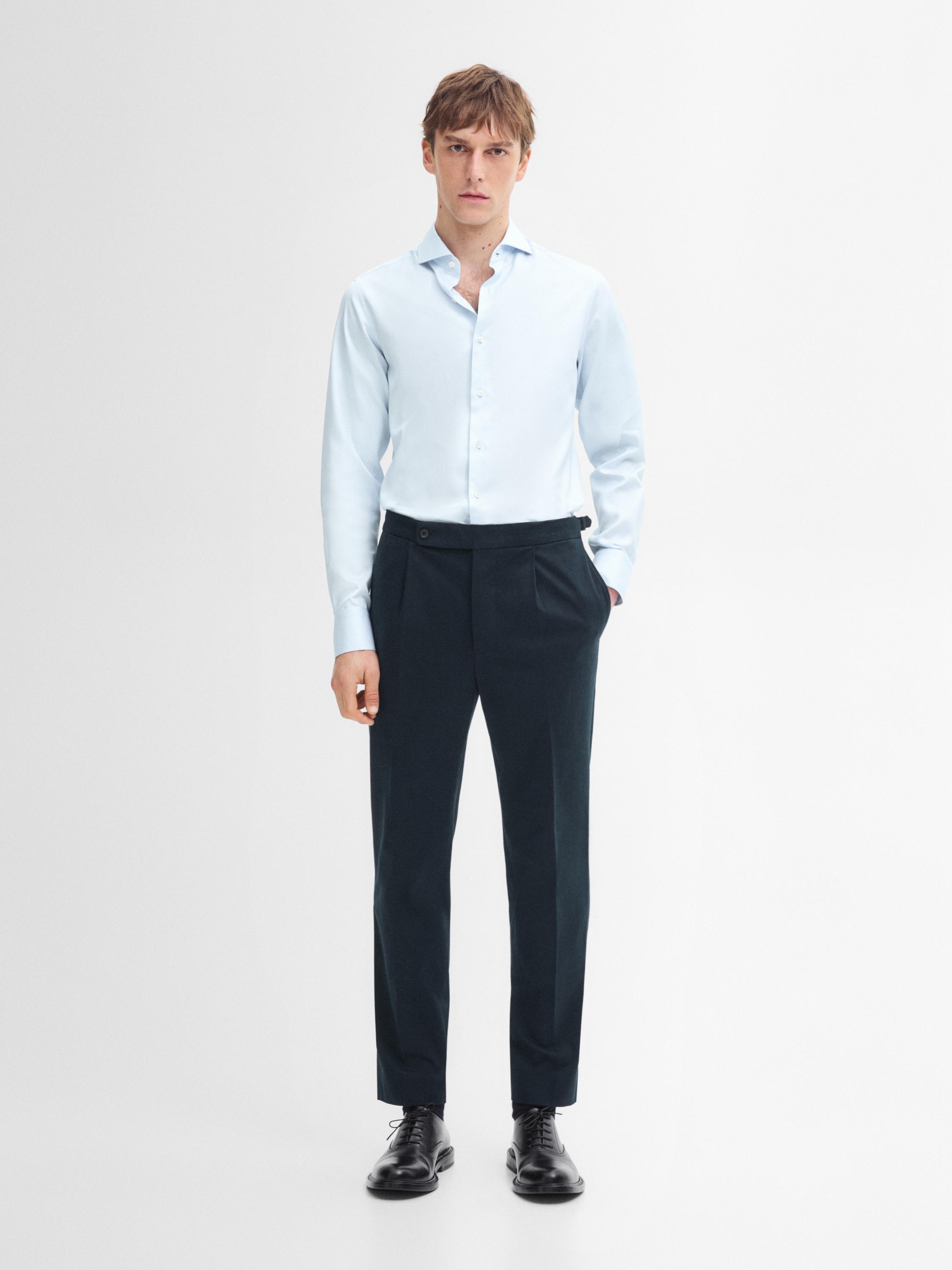 Cotton blend regular fit trousers