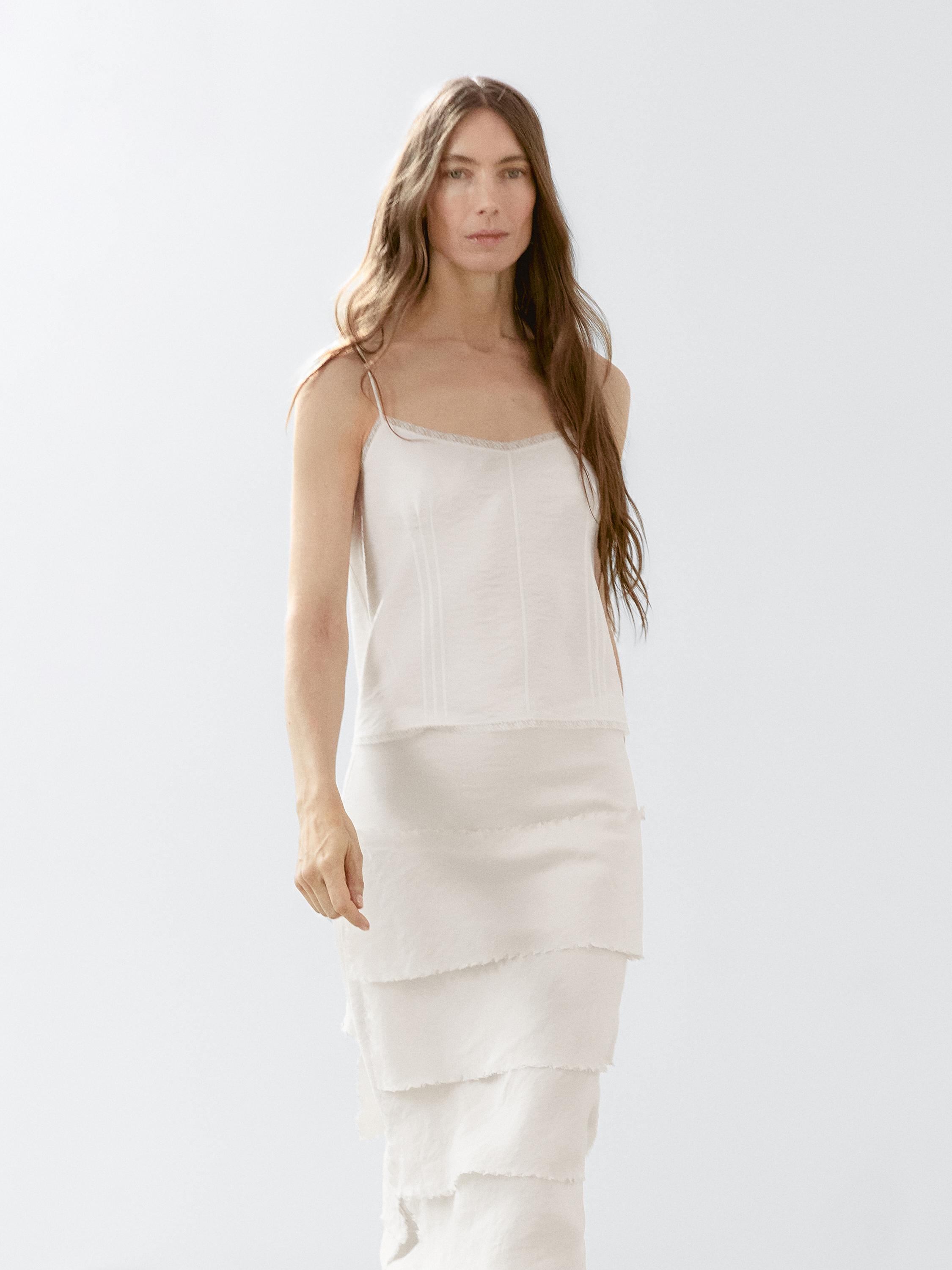 Midi skirt with ruffle detail
