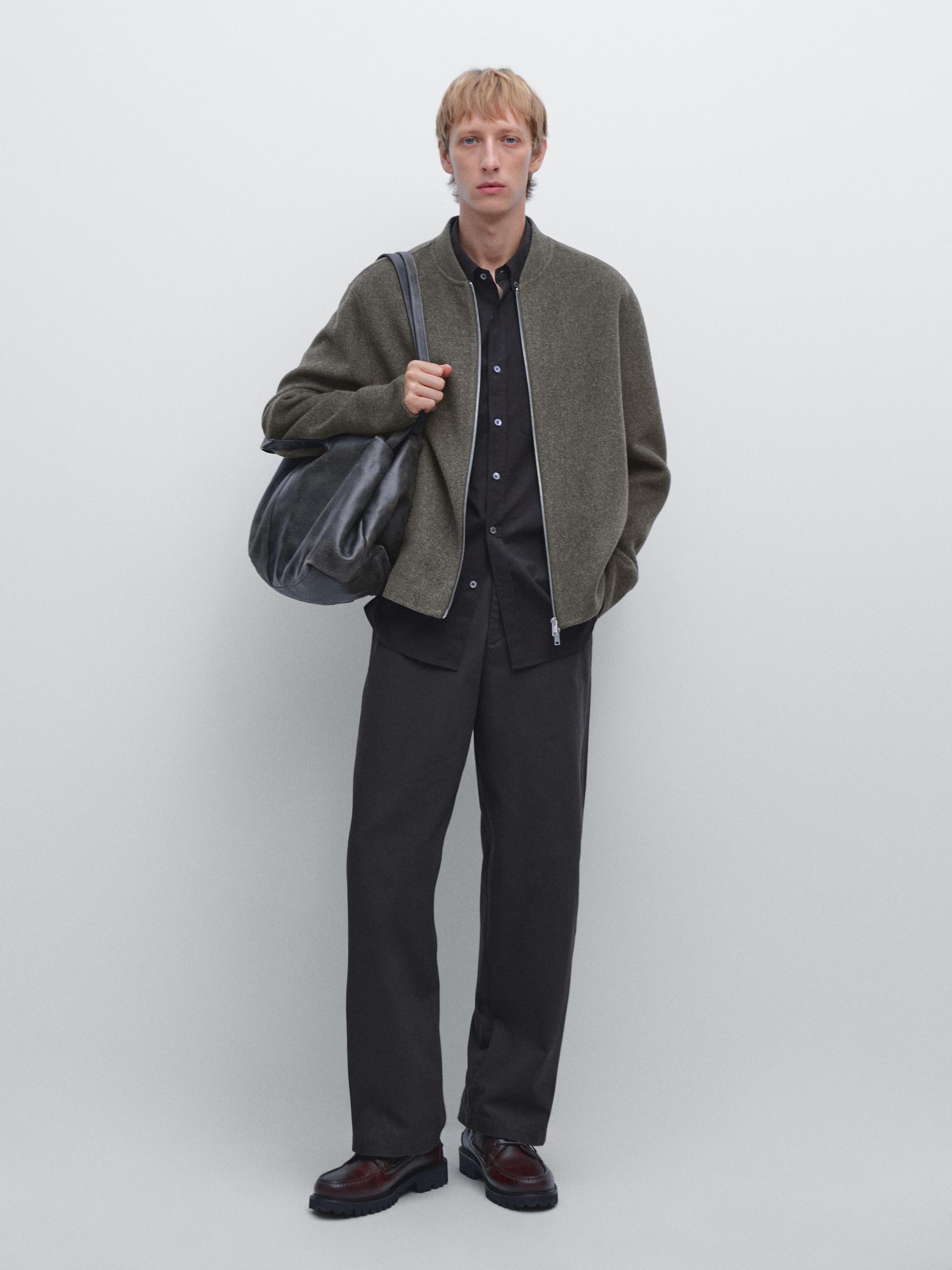 Bomber In Tessuto Doppio Misto Lana - Tartaruga - M - Massimo Dutti - Maschile