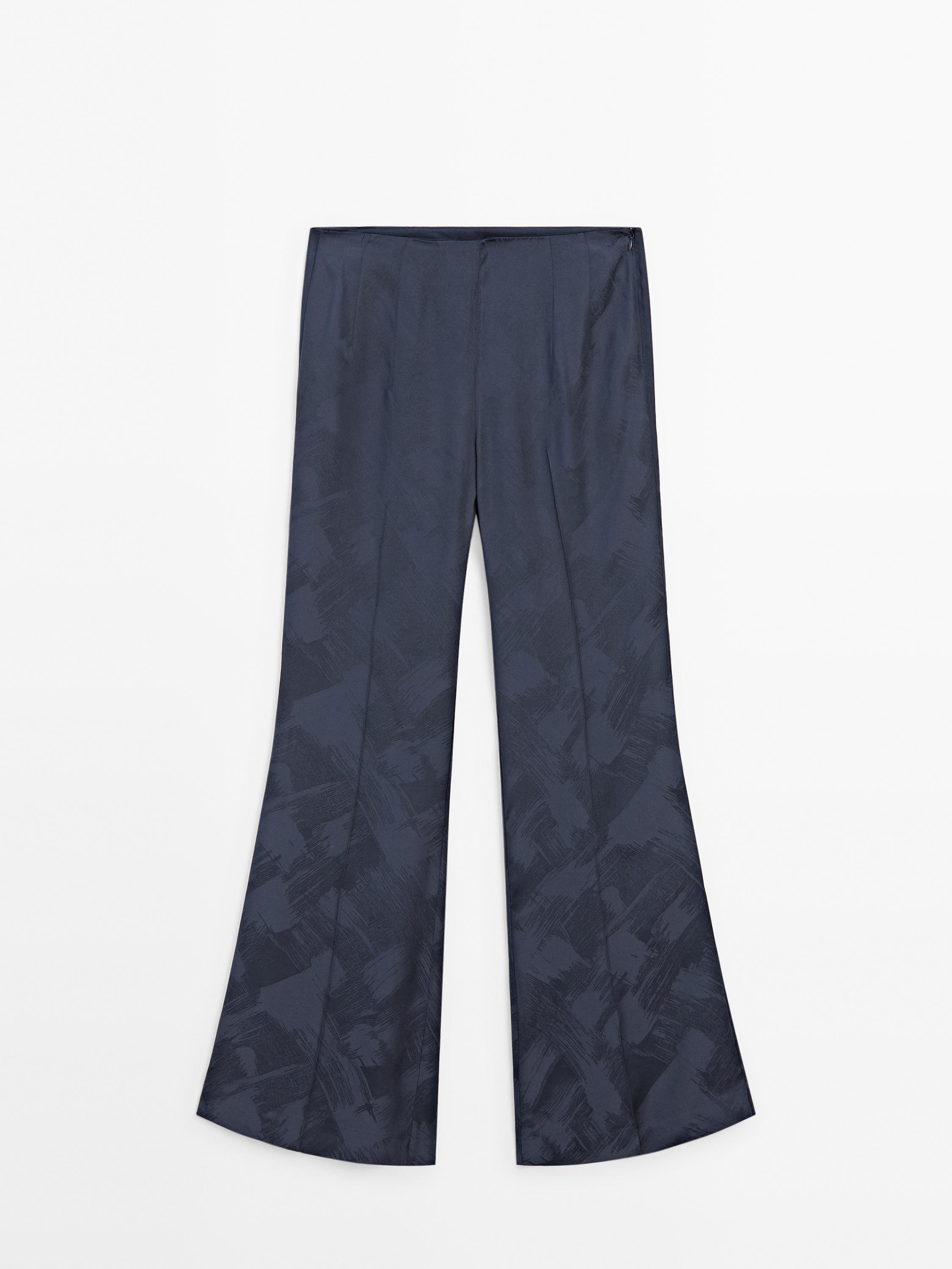 Flowing satin jacquard trousers