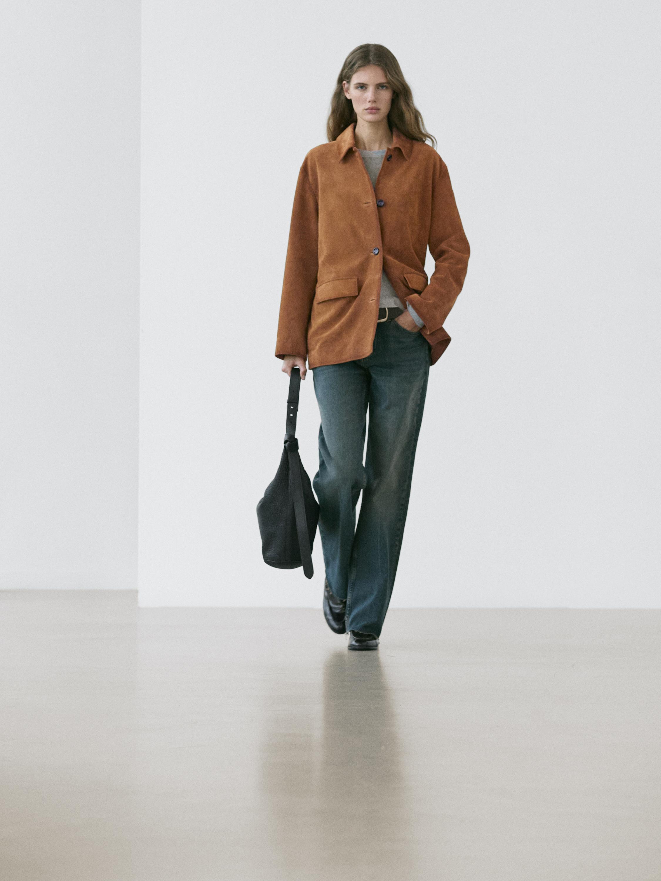 Suede leather jacket — CAMEL