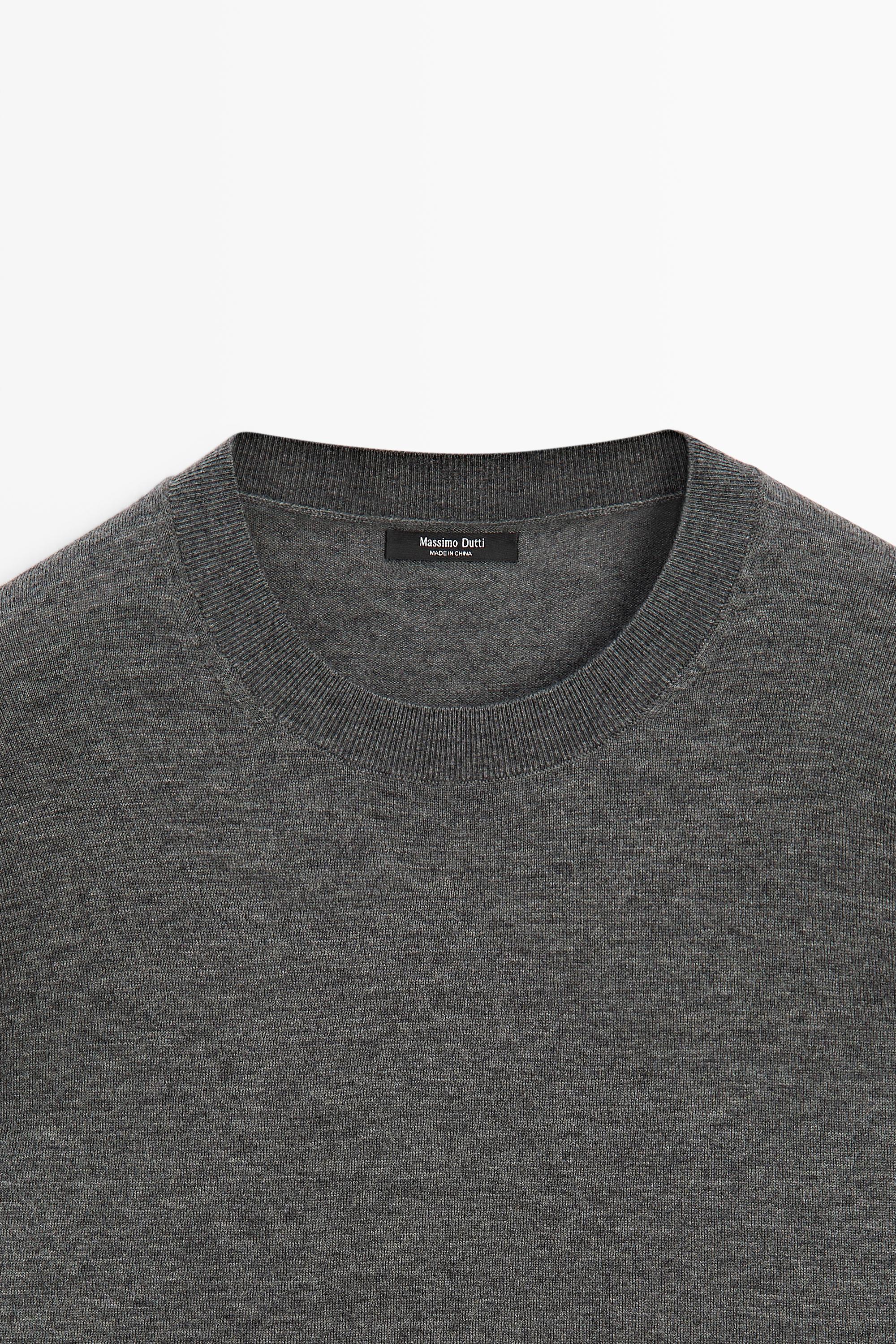 Fine knit round neck sweater — DARK GREY
