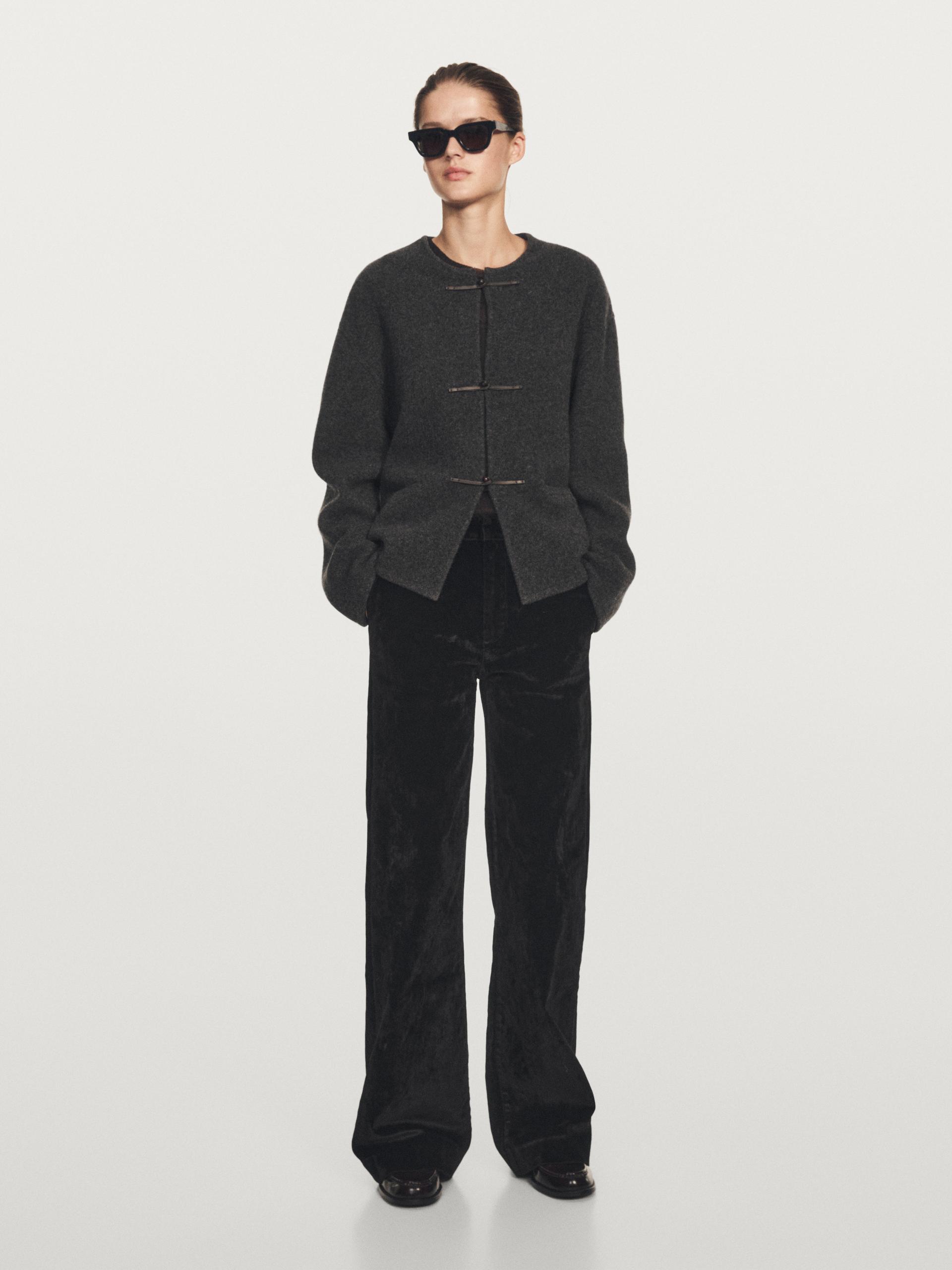 Jeans Flare Fit Tiro Alto Flock - Negro - 42 - Massimo Dutti - Mujer