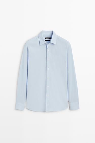 Stretch cotton regular fit shirt — Sky blue 1