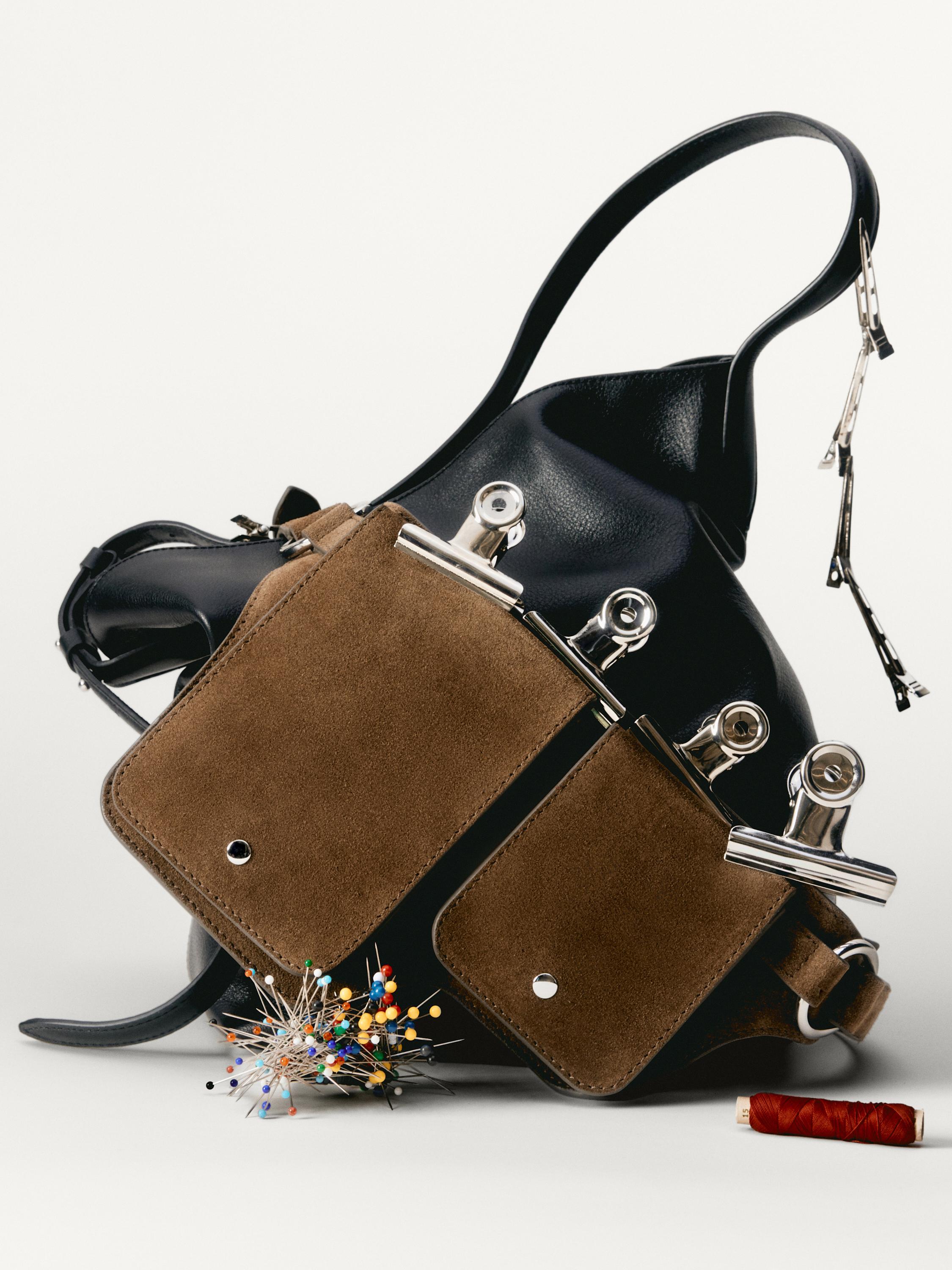 Nappa leather bucket bag — BLACK